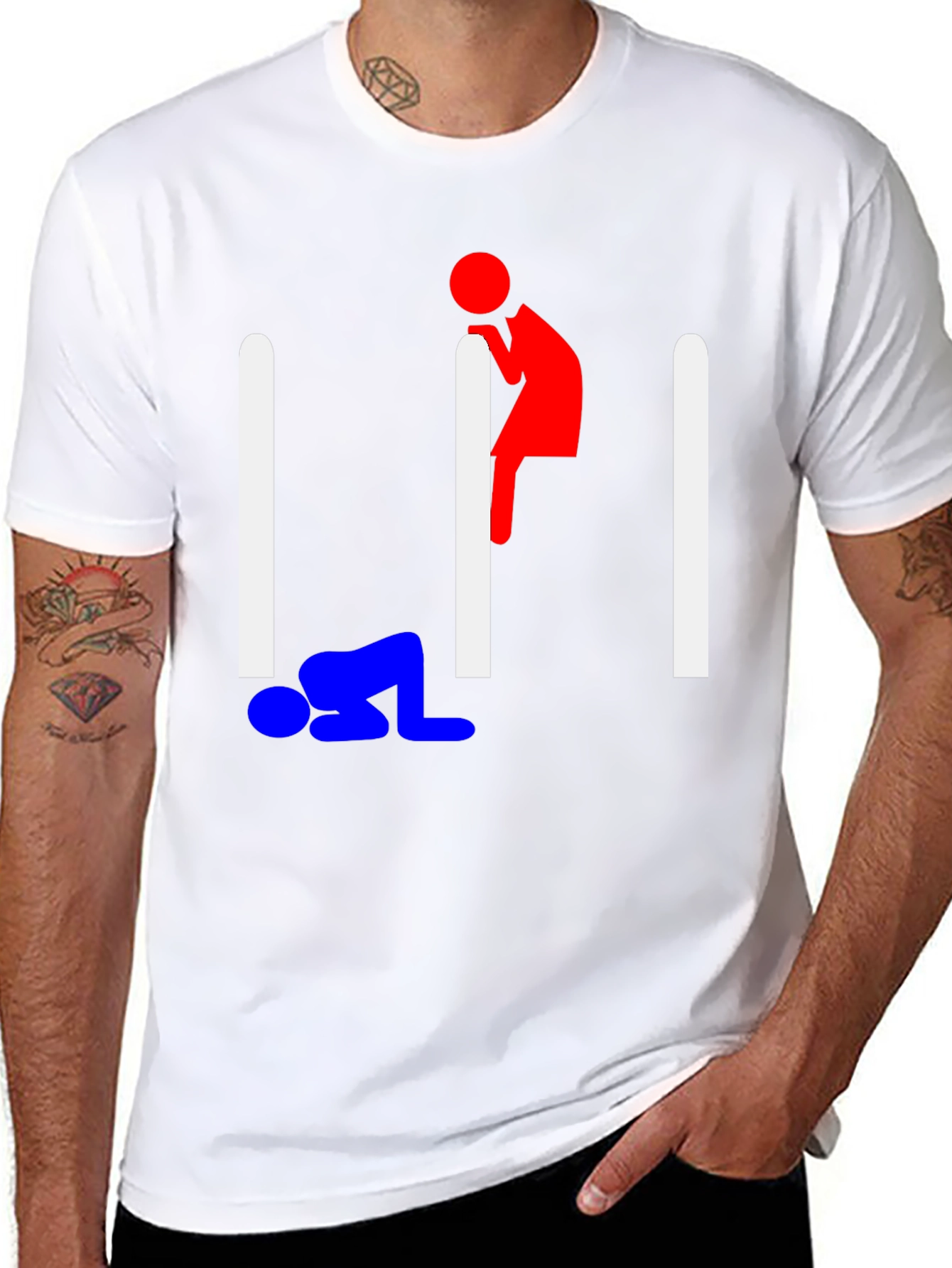 Black Humorous Stick Figure Graphic Tee - Black view 8