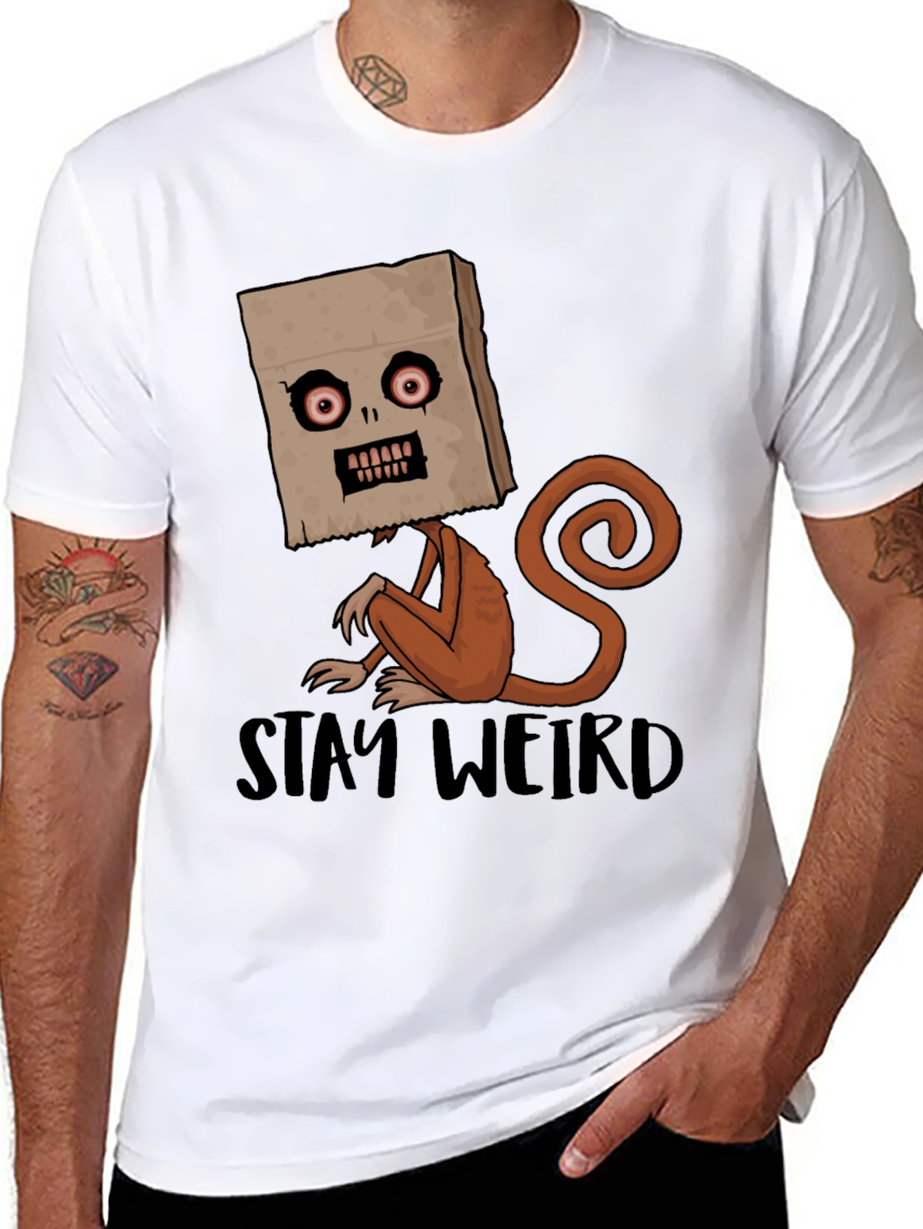 Black Stay Weird Monkey Graphic Tee - Black view 8
