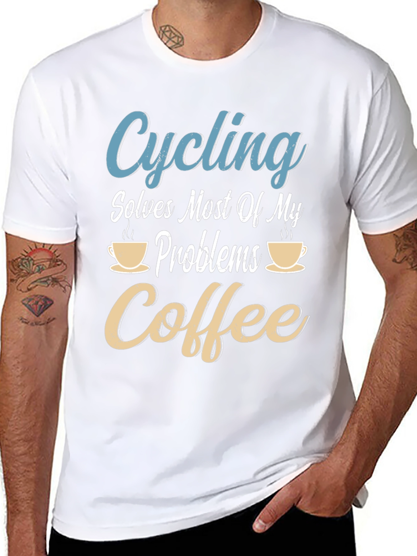 Black Cycling & Coffee T-Shirt: Solves Most Problems view 8