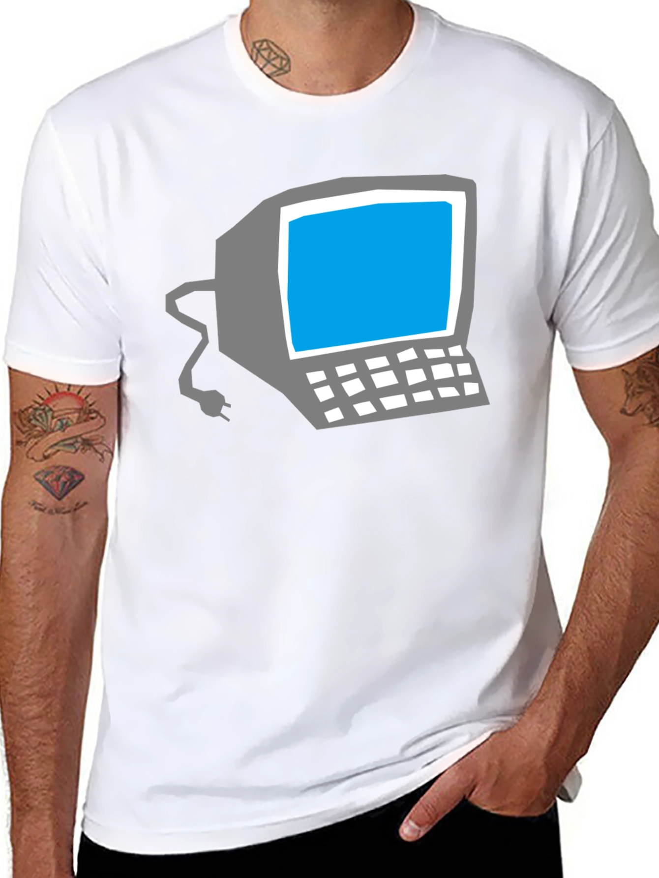 Black Retro Computer Graphic Tee - Classic Geek Style view 8