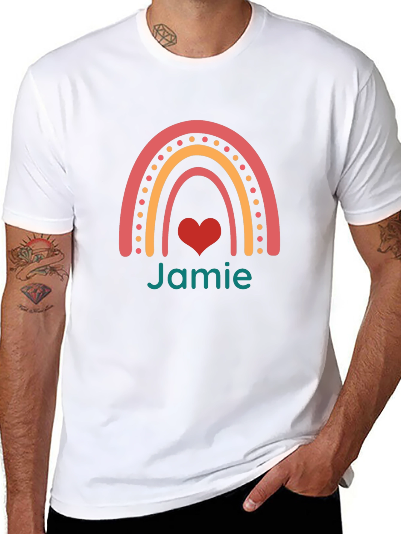 Black Heart Rainbow Personalized T-Shirt - Jamie view 8