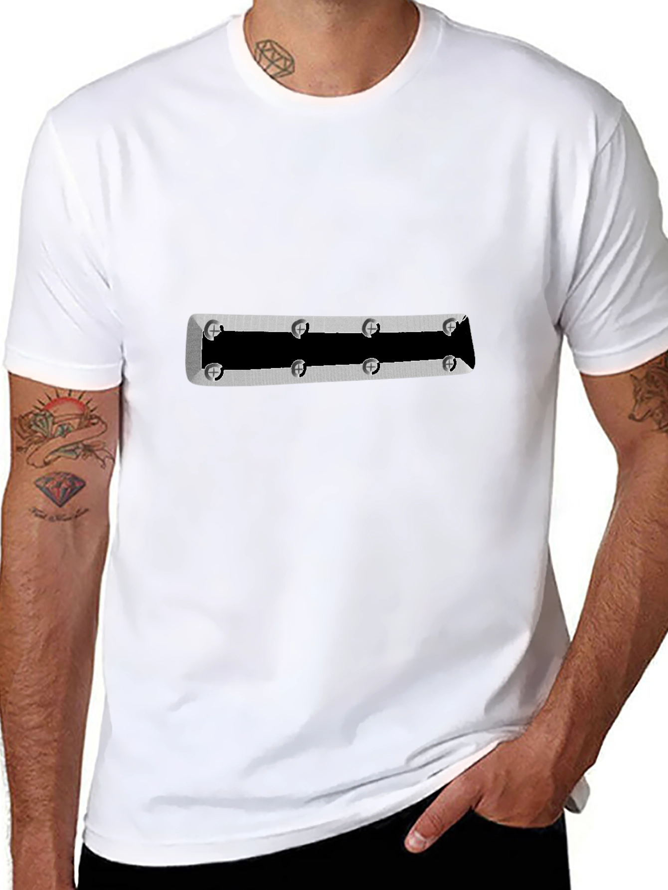 Black Modern Black T-Shirt with Industrial Accent Graphic view 8