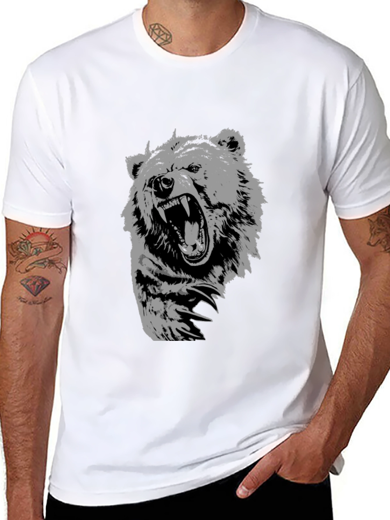 Black Men's Black Bear Graphic T-Shirt view 8