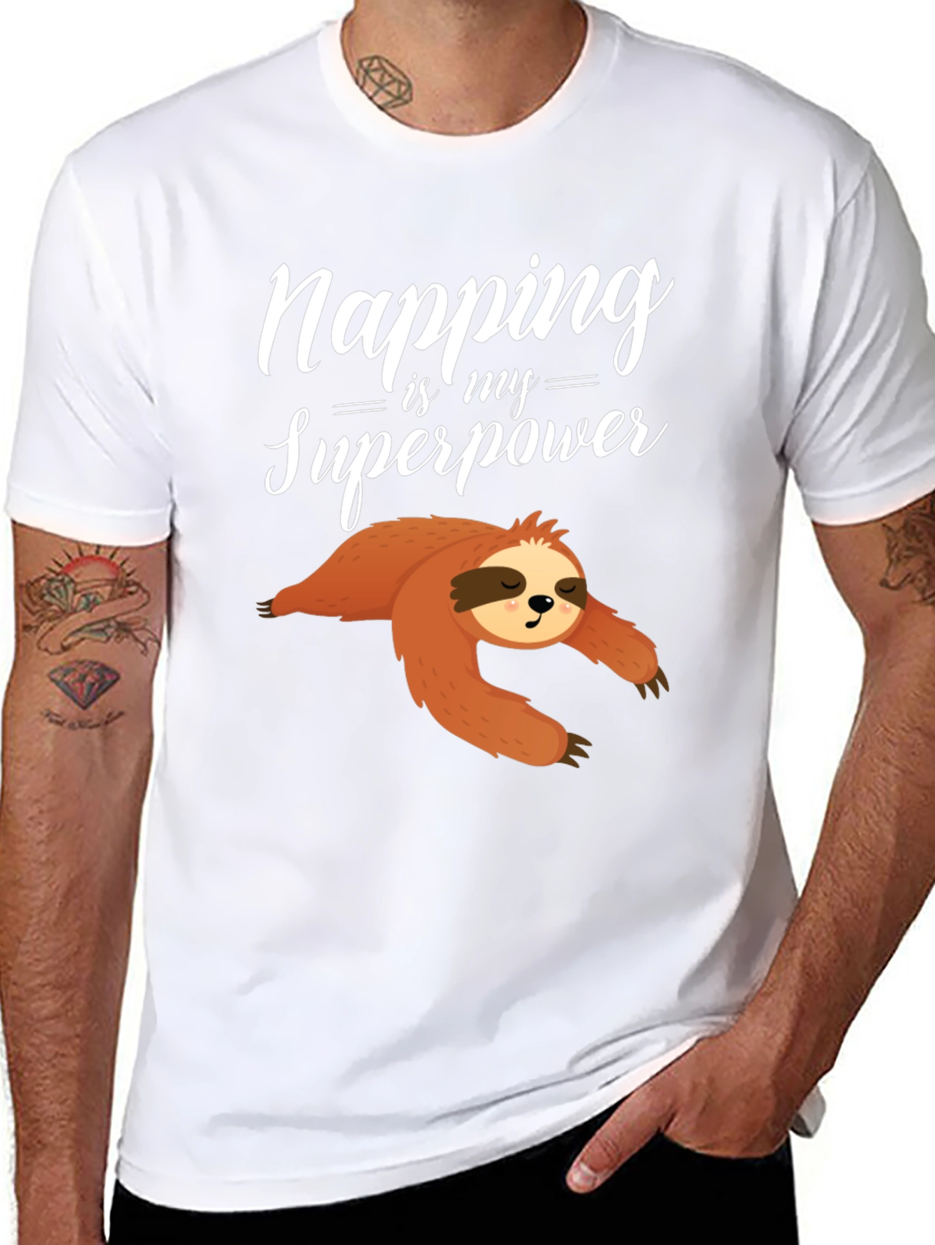 Black Napping is My Superpower Sloth Graphic Tee view 8