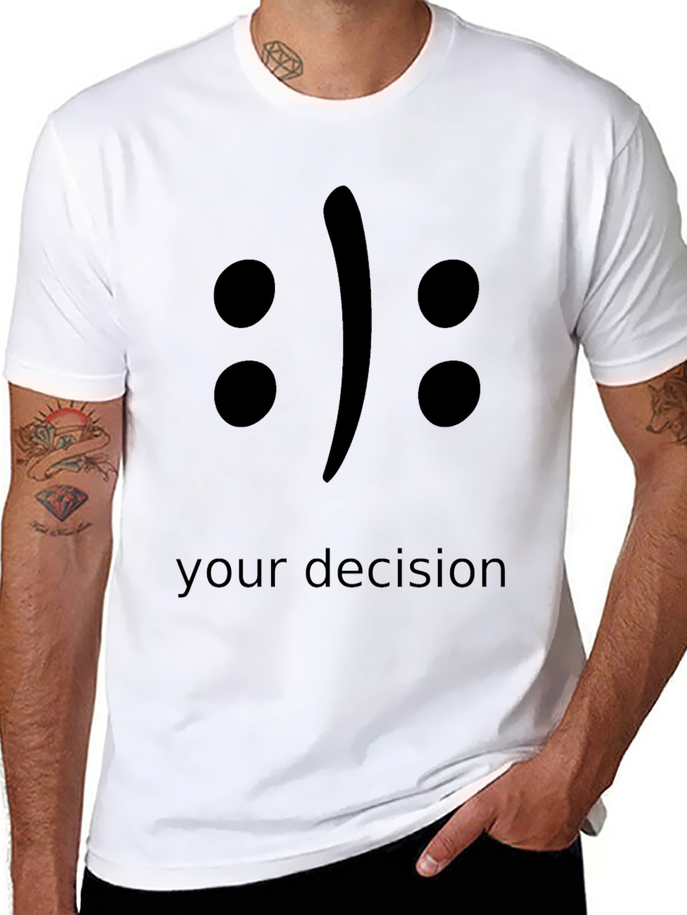Black Decision Emoji T-Shirt: Choose Your Mood view 8