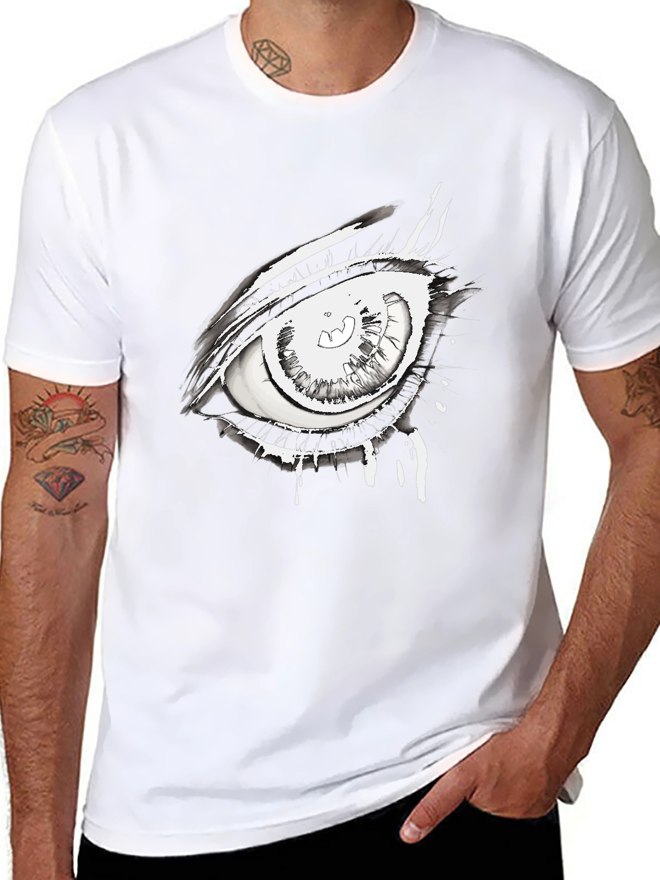 Black Eye Graphic Black Tee - Unique Streetwear Style view 8