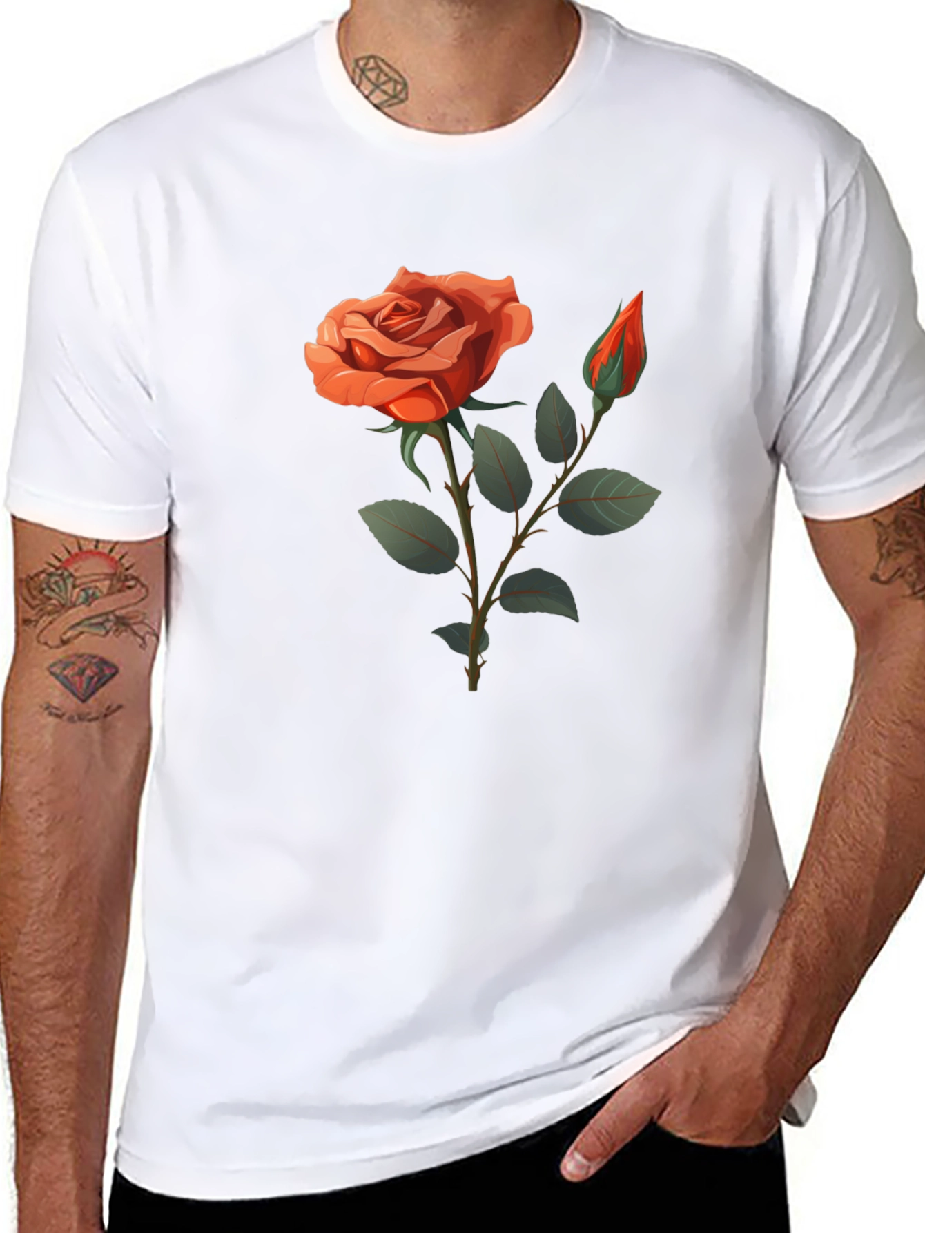 Black Rose Graphic T-Shirt - Elegant Floral Design view 8