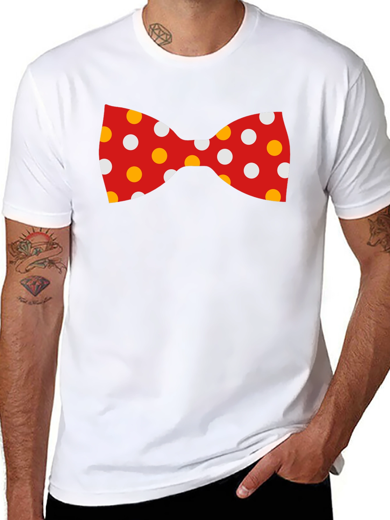 Fun Bow Tie Graphic Tee - Black Cotton Blend - 8