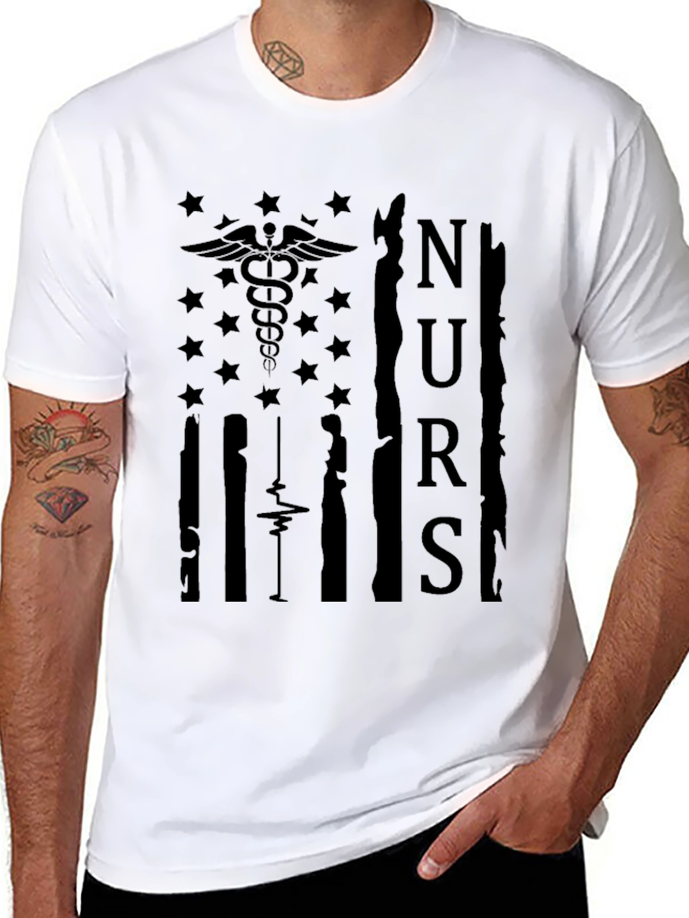 Black Nurse Flag Graphic Tee - Black view 8