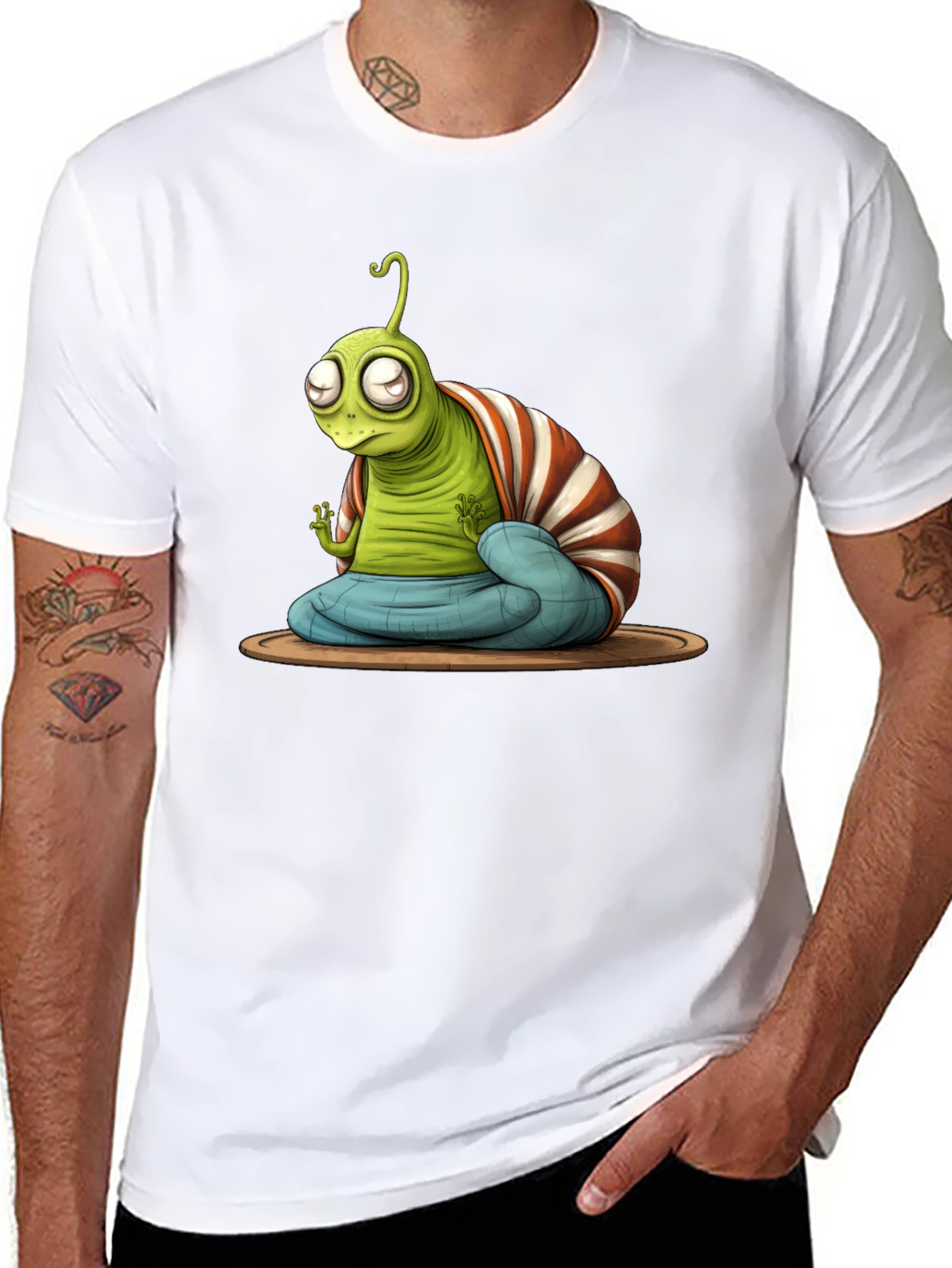 Black Zen Alien T-Shirt - Meditating ET Graphic Tee view 8
