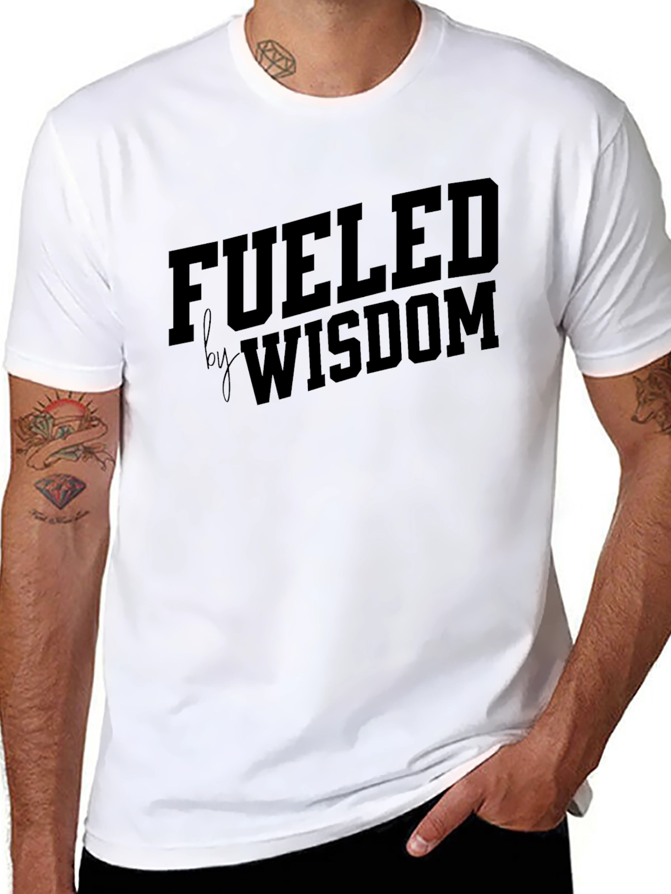 Black Fueled by Wisdom Black Graphic T-Shirt view 8