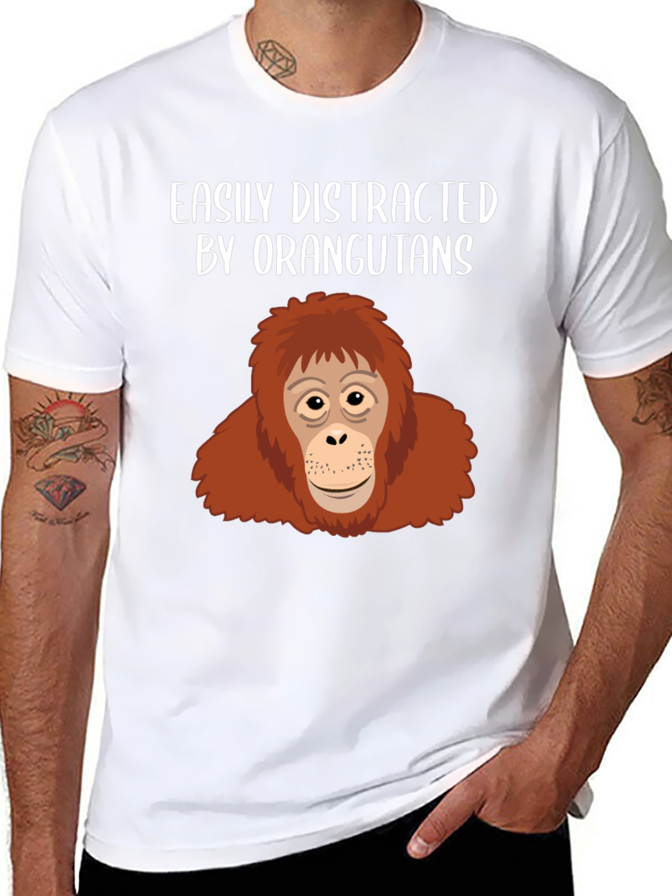 Black Easily Distracted Orangutans Graphic T-Shirt view 8