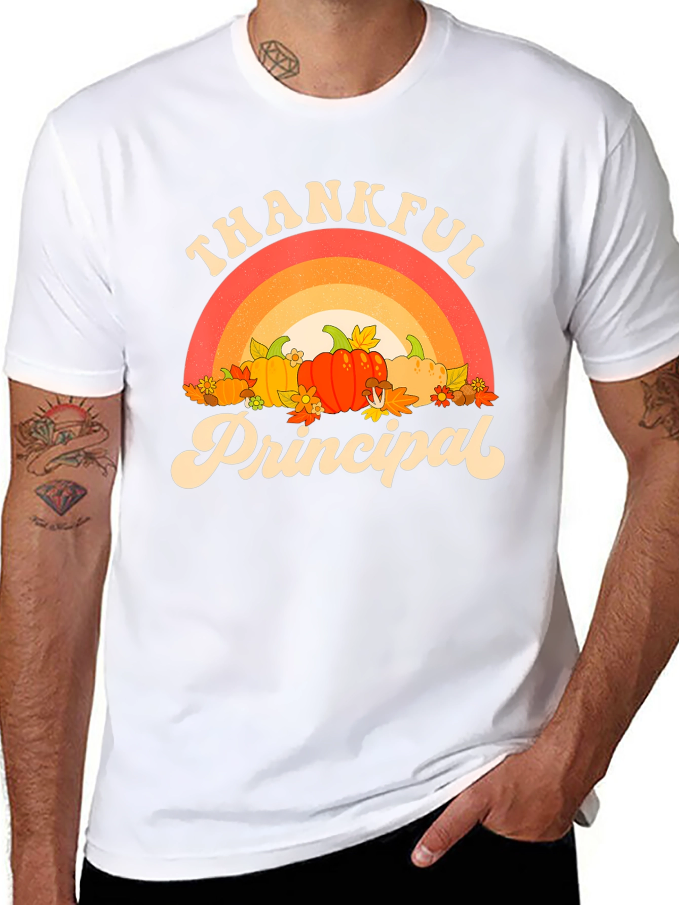 Black Thankful Principal T-Shirt, Fall Theme view 8