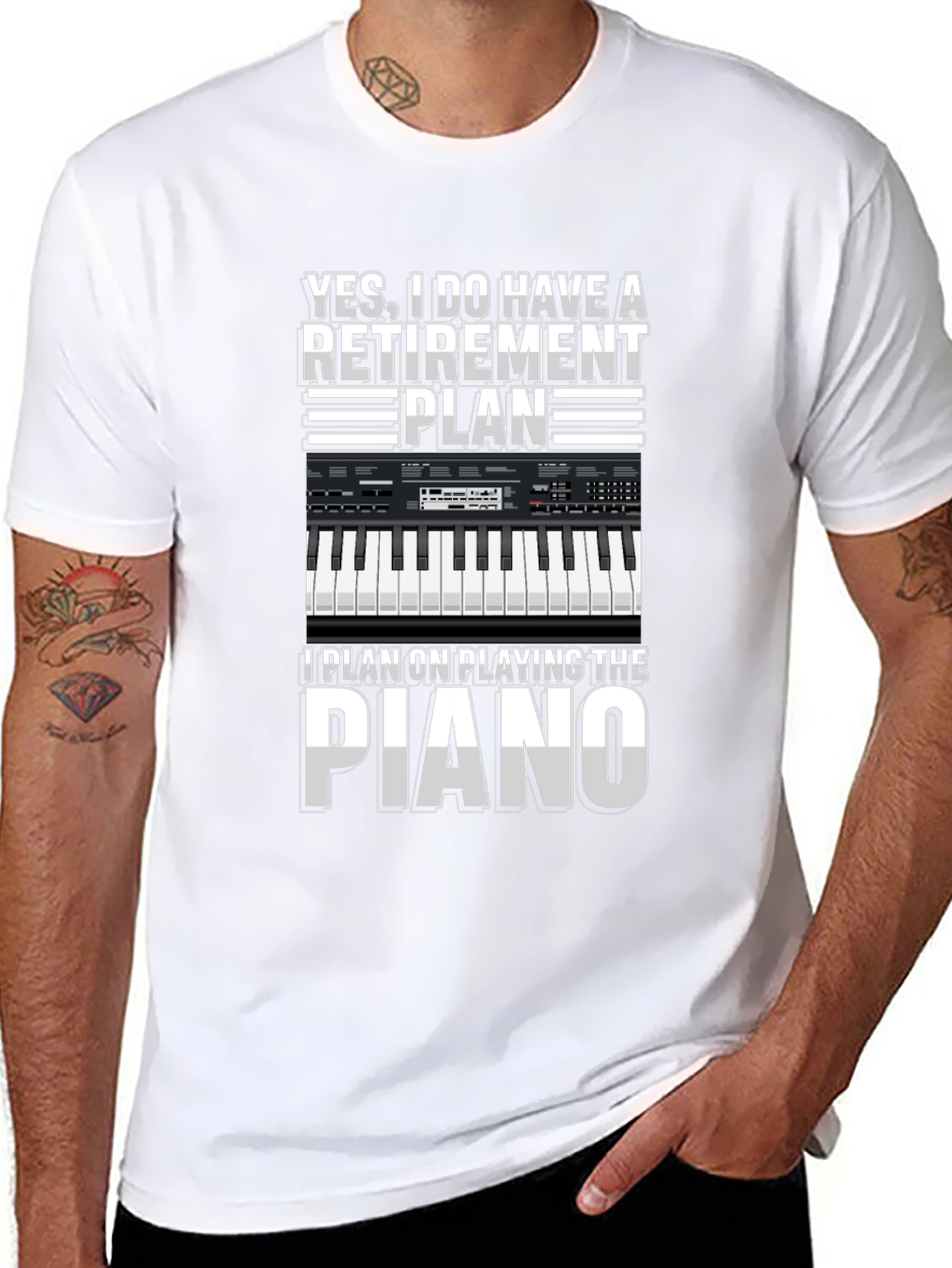 Black Retirement Plan Piano T-Shirt view 8