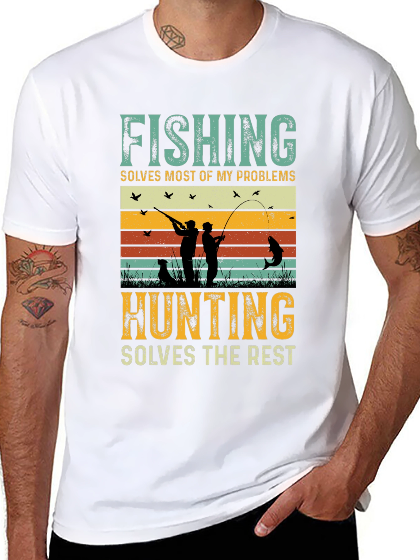 Black Fishing and Hunting Graphic Tee view 8