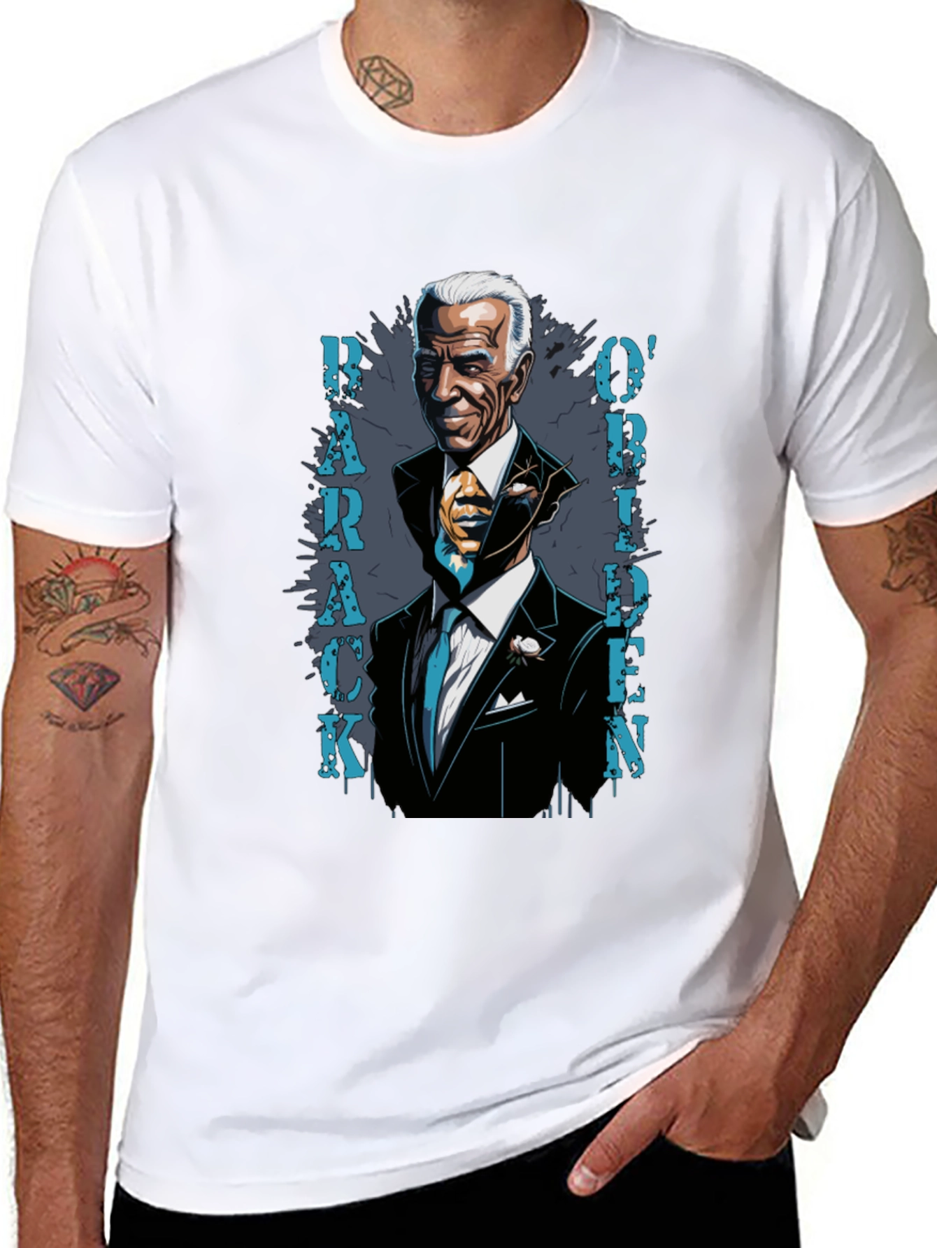 Black Barack O'Biden Men's Black Graphic Tee view 8