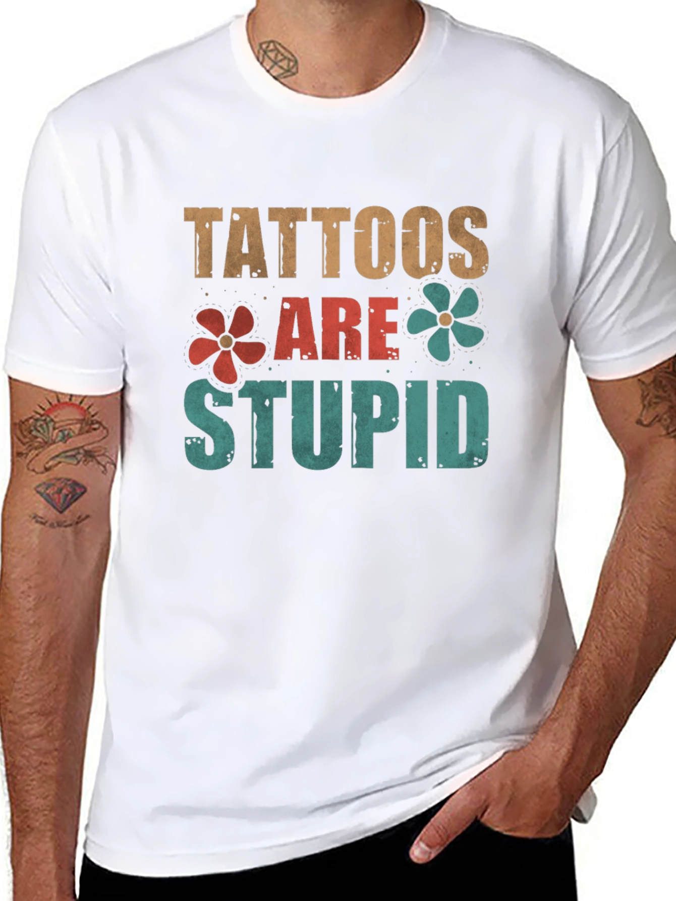 Tattoos Are Stupid Graphic T-Shirt - 8