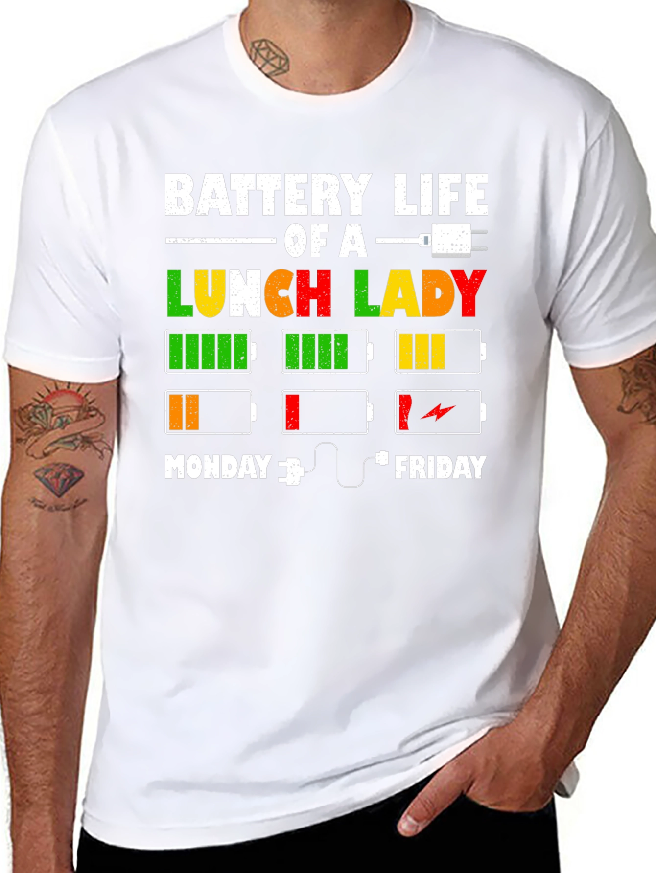 Black Battery Life of a Lunch Lady T-Shirt view 8