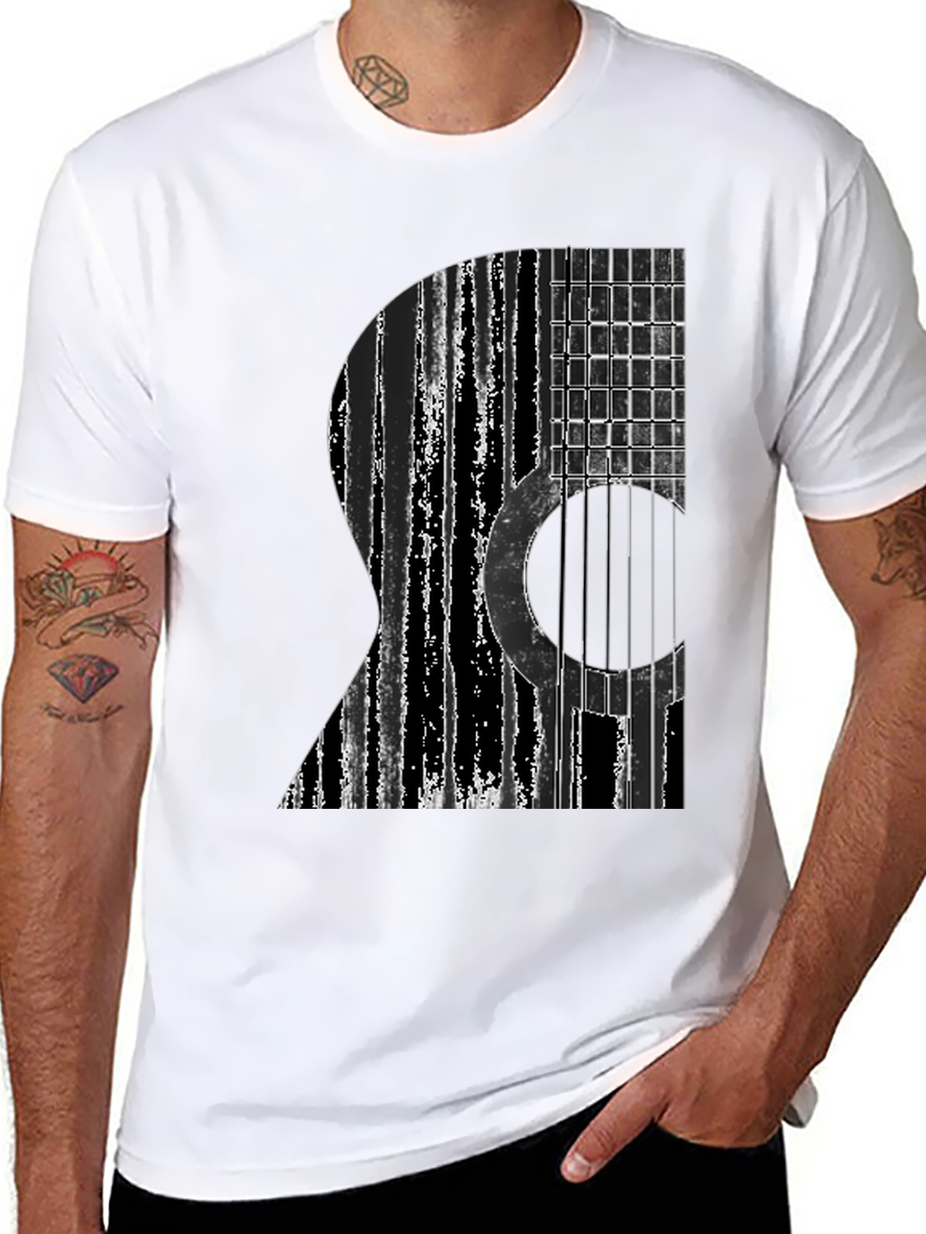 Black Acoustic Guitar Graphic Tee - Black view 8