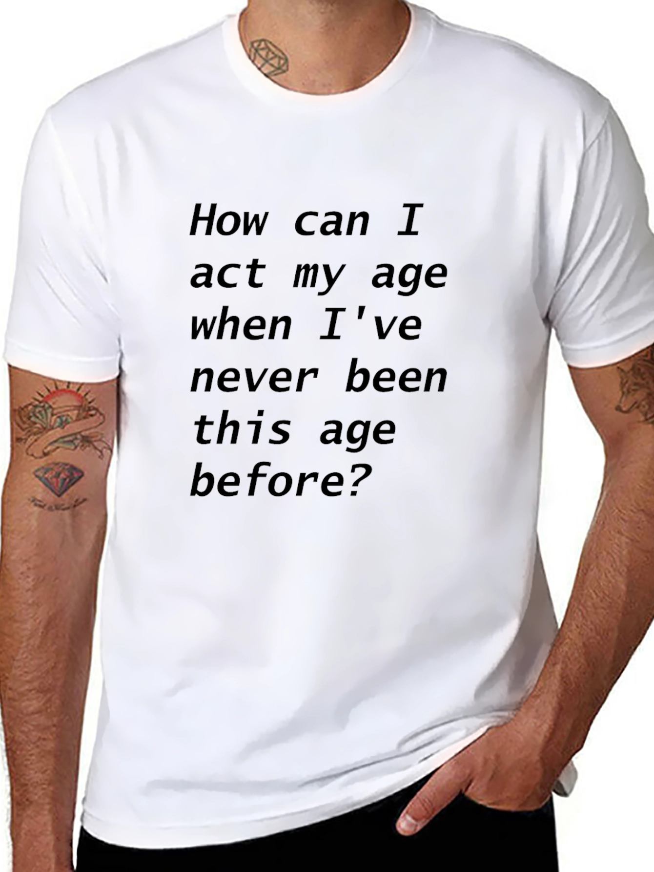 Black Humorous Black T-Shirt: Act My Age? view 8
