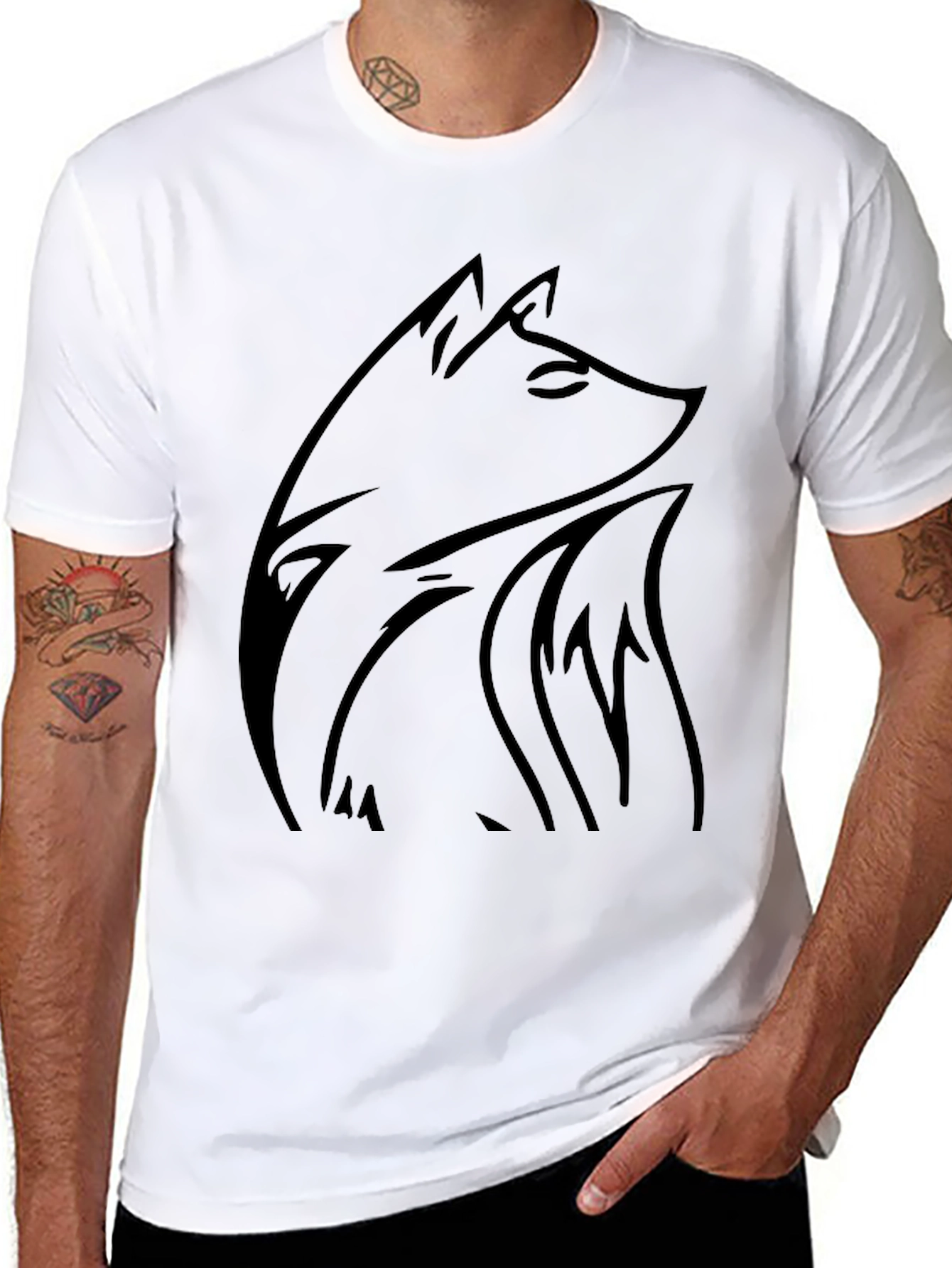 Black Black Wolf Graphic Tee - Stylish Casual Wear view 8