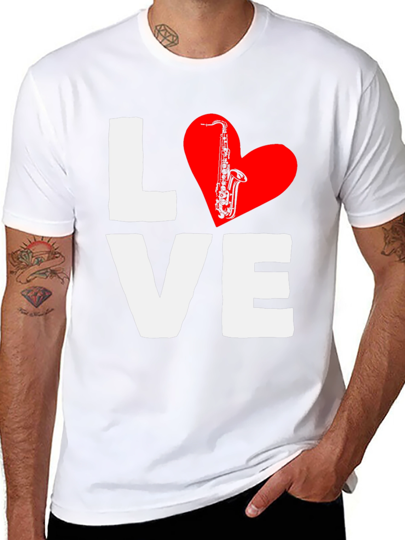 Black Love Saxophone T-Shirt - Music Lover Tee view 8
