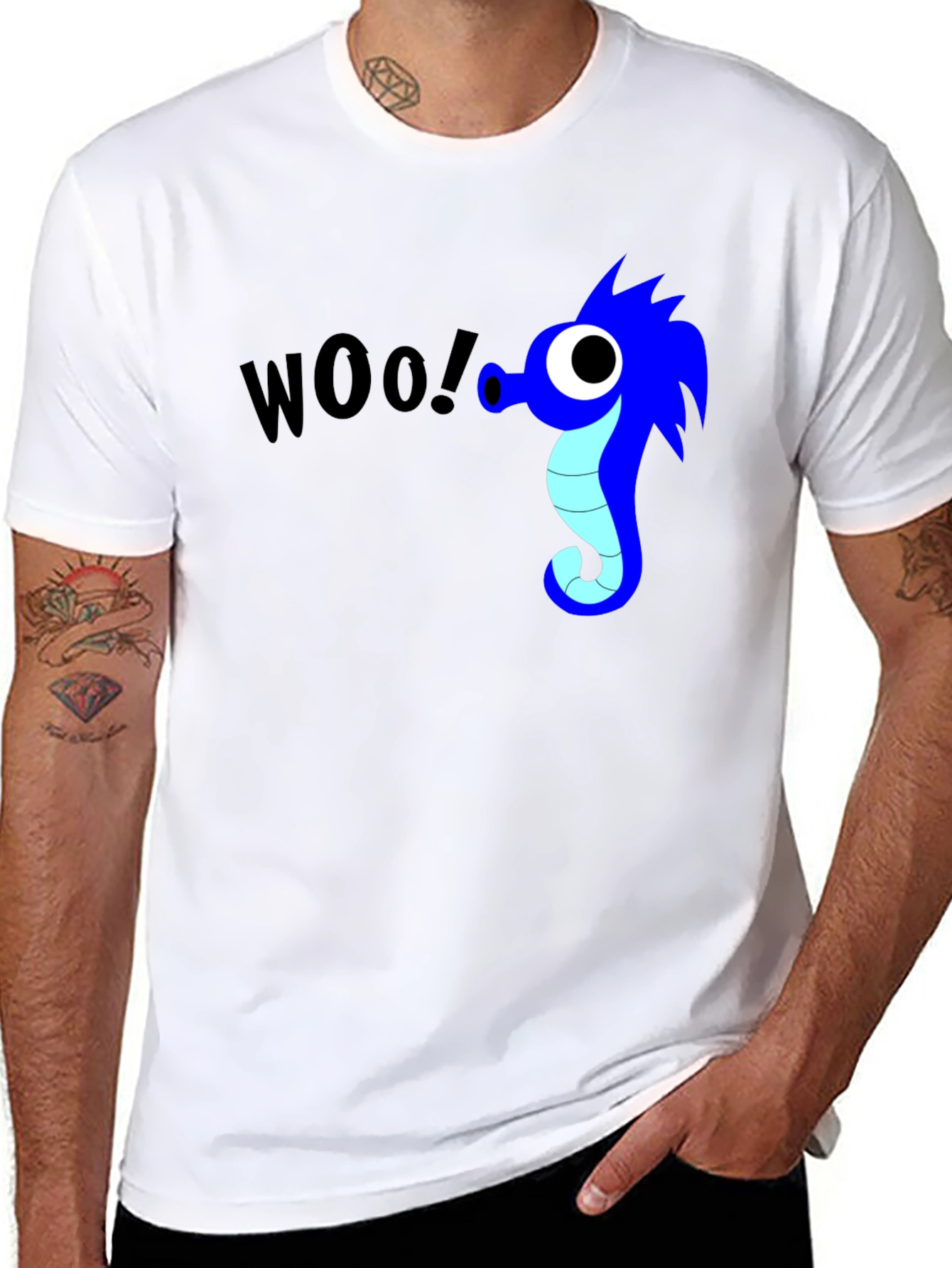 Black Woo! Seahorse Graphic Black T-Shirt view 8
