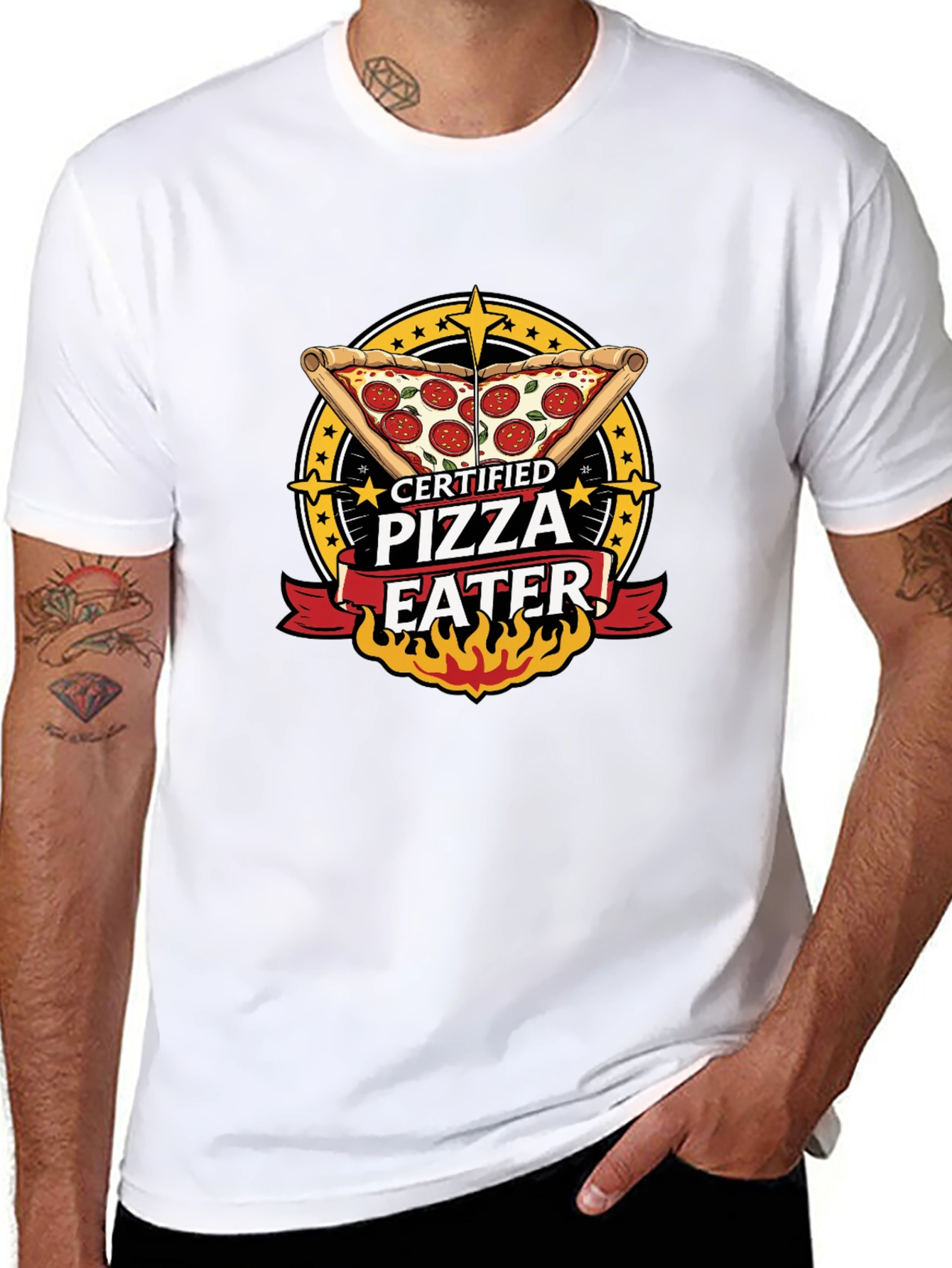 Black Certified Pizza Eater Graphic Tee - Fun Foodie Shirt view 8