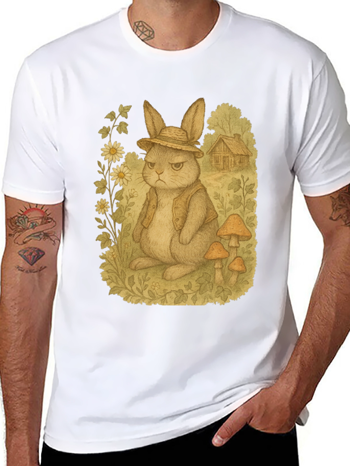 Black Grumpy Rabbit T-Shirt - Funny Animal Tee view 8