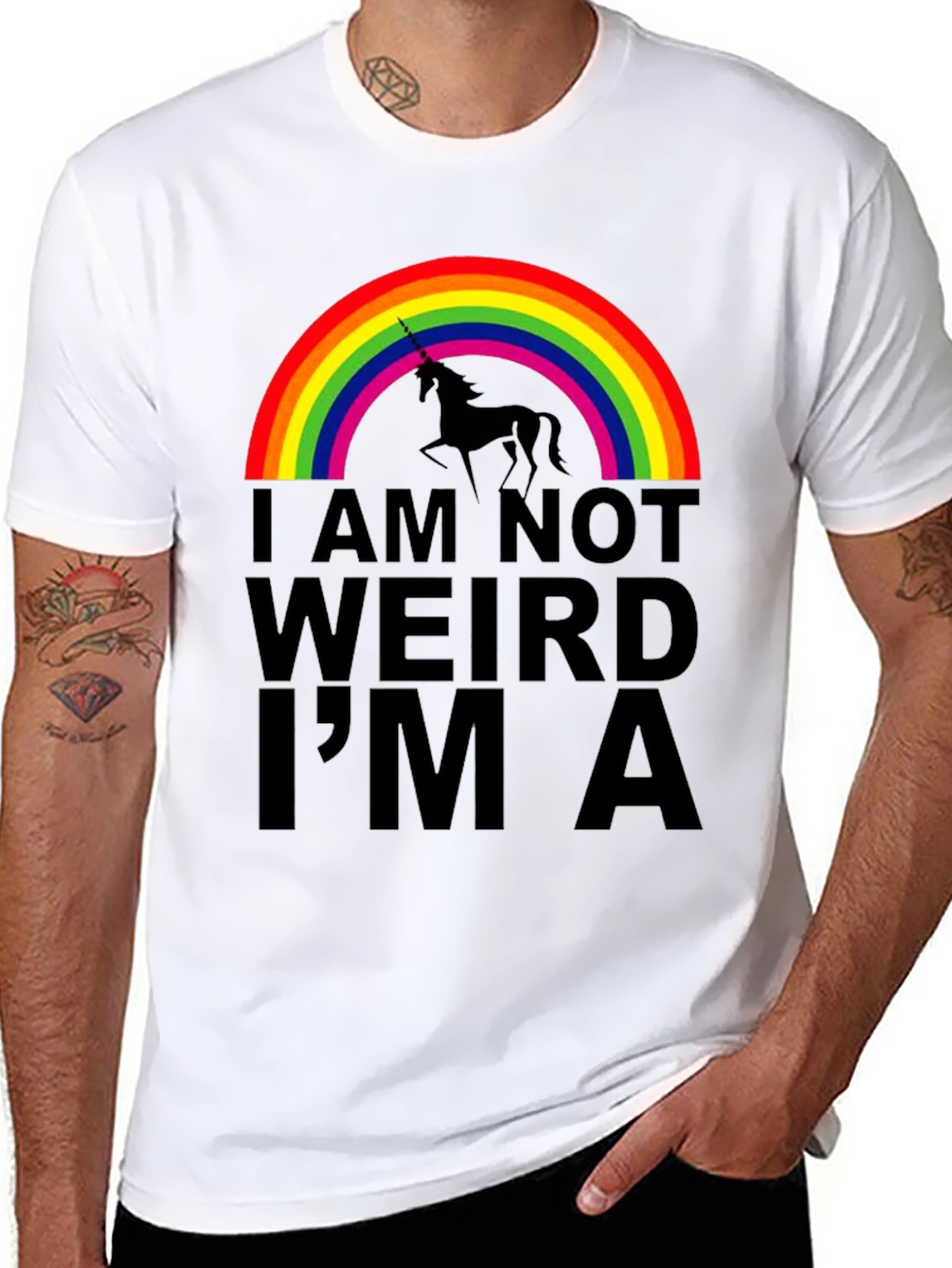 Black Unicorn Rainbow T-Shirt - I'm Not Weird, I'm A Unicorn! view 8