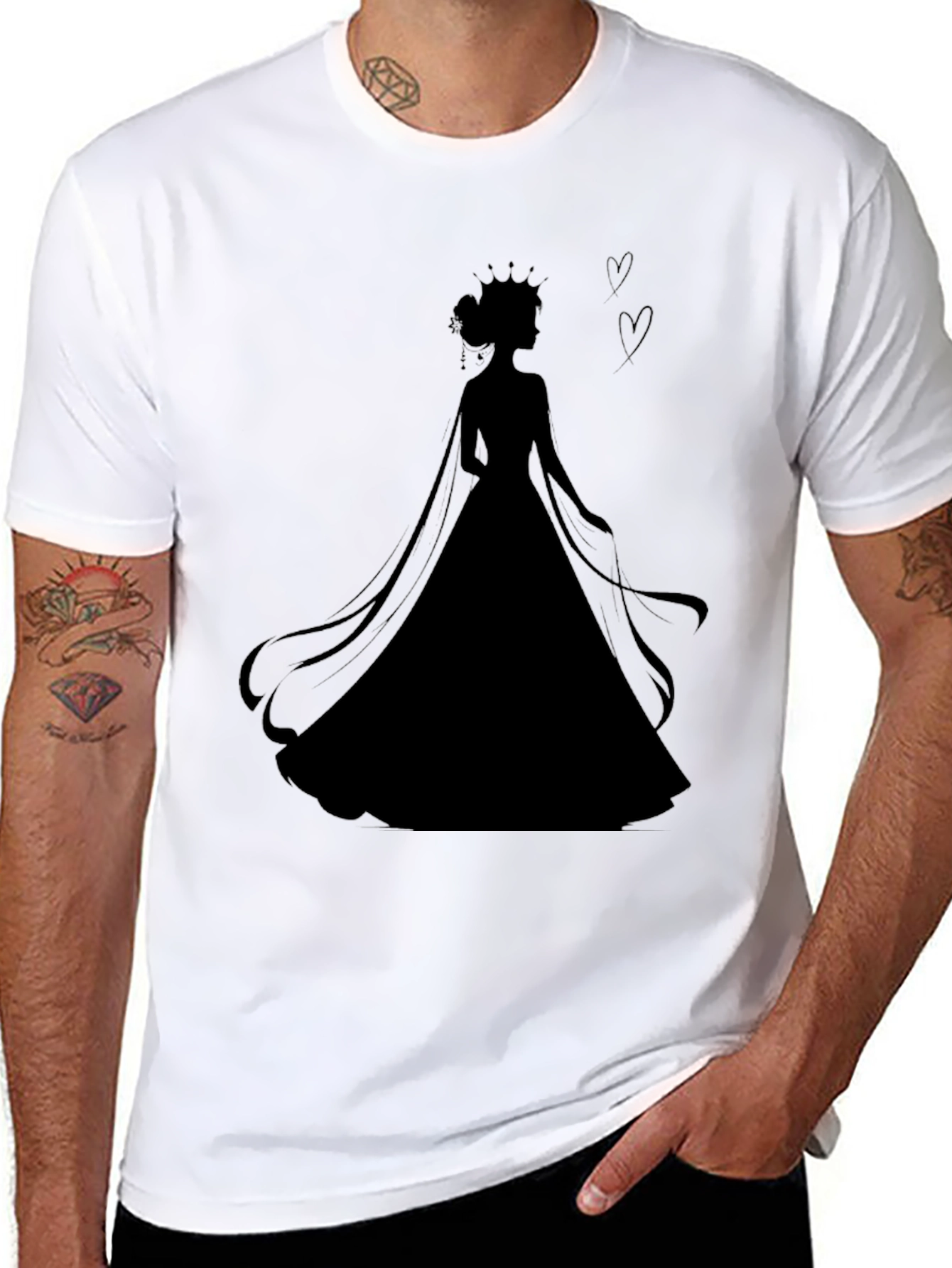 Black Queen Silhouette Black T-Shirt view 8