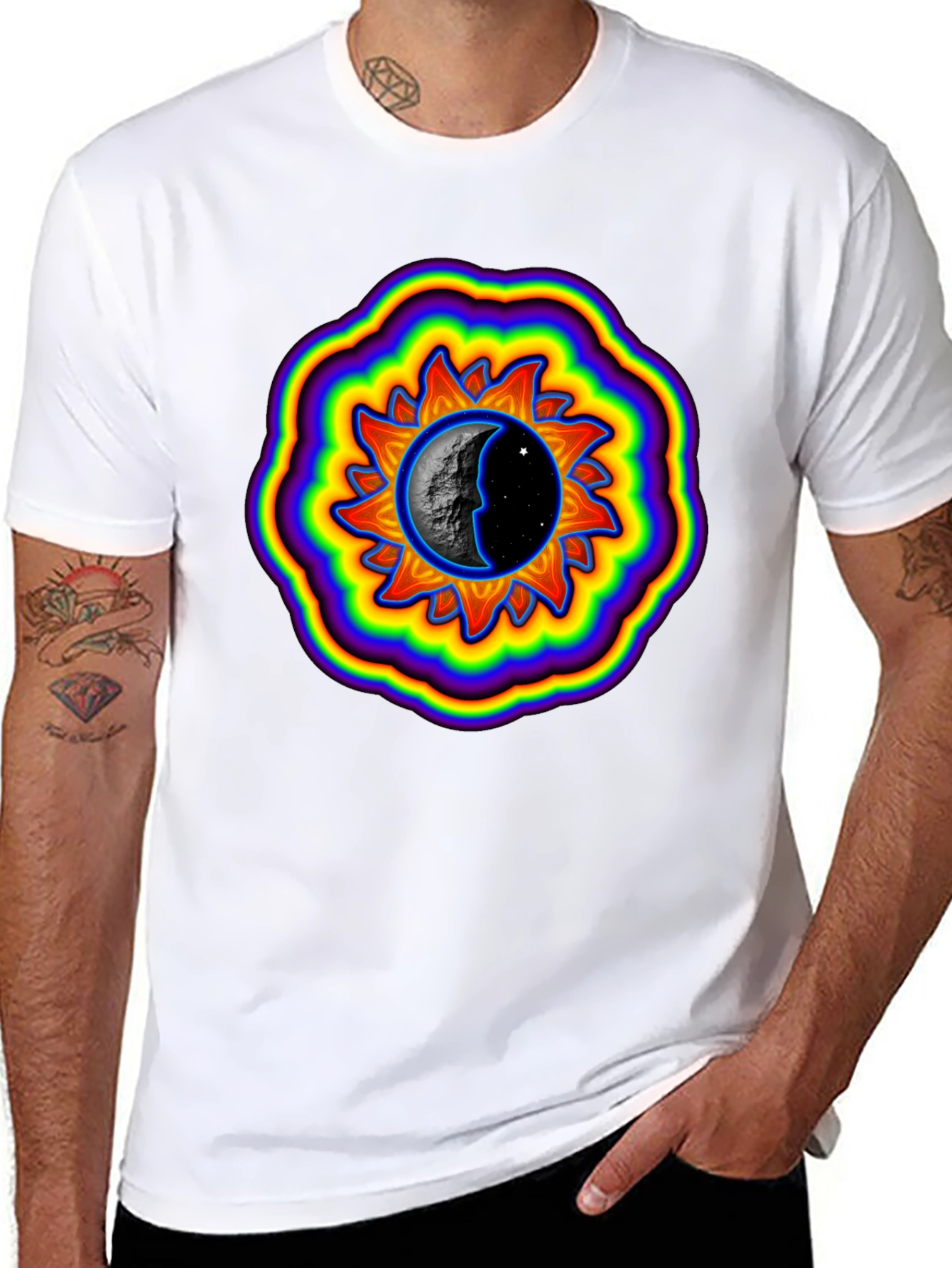 Black Sun and Moon Graphic Black T-Shirt view 8