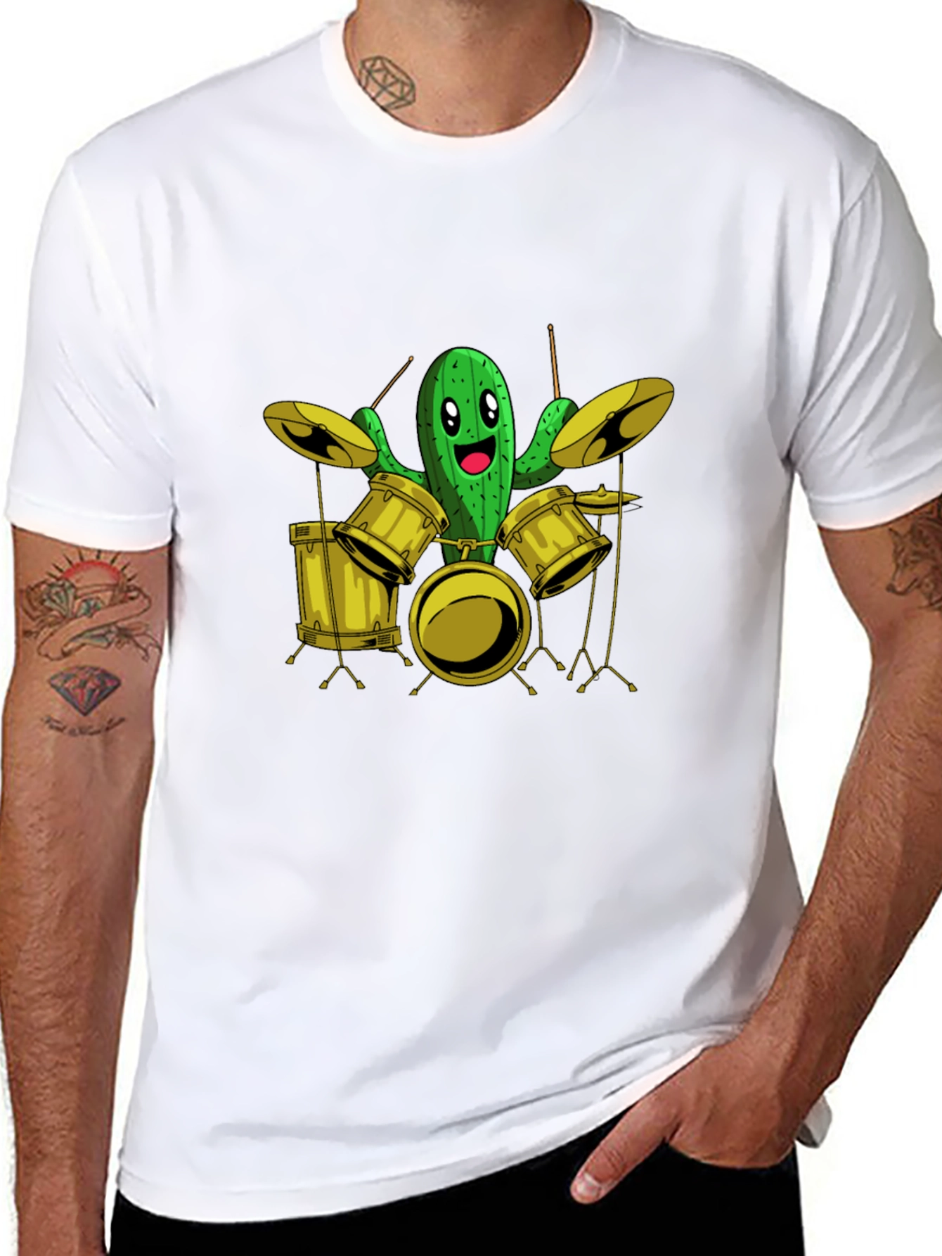 Cactus Drummer T-Shirt - Funny Music Tee - 8