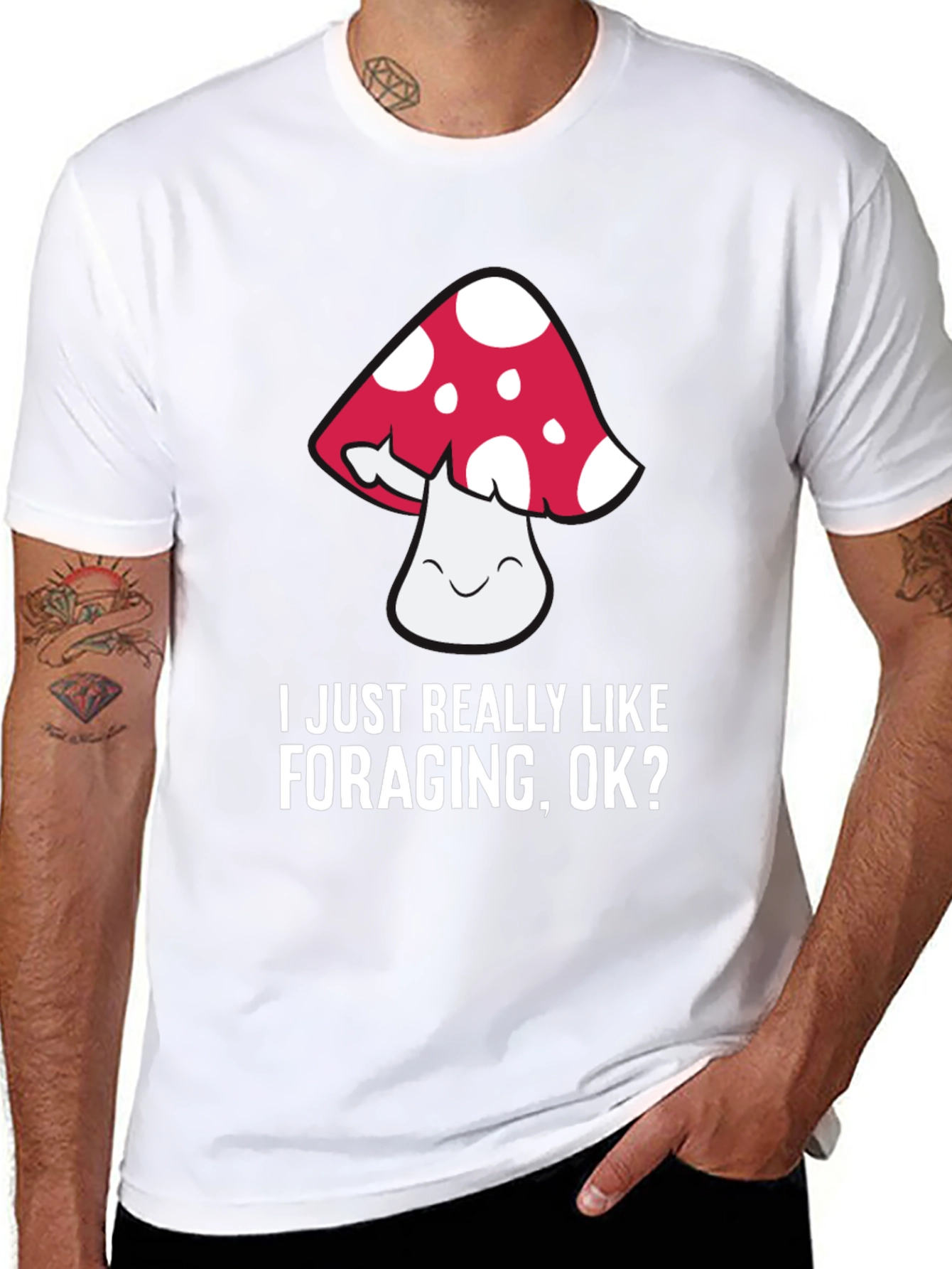 Black Mushroom Foraging Graphic T-Shirt view 8
