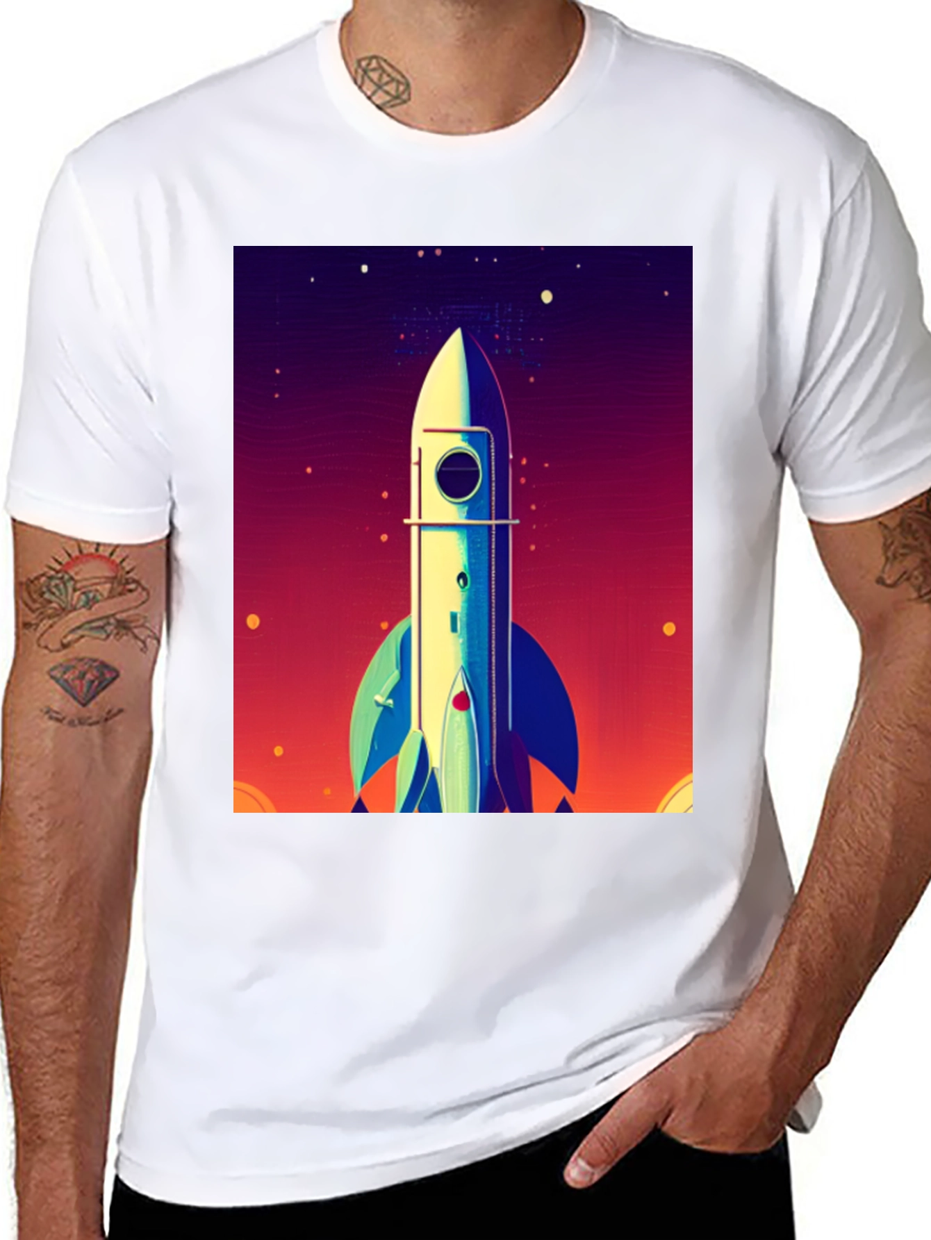 Black Rocket Launch Graphic Tee - Space Adventure Shirt view 8
