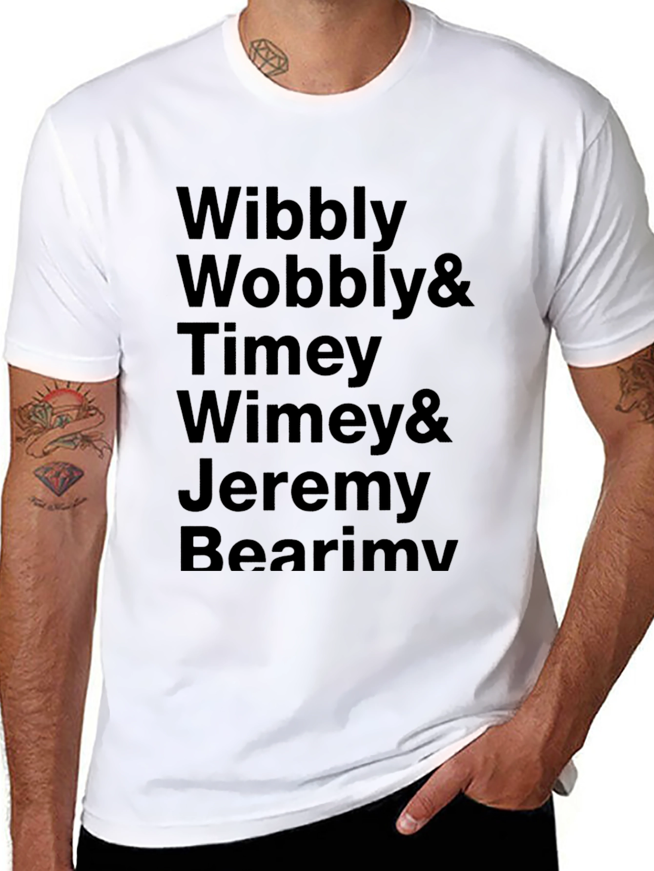 Black Wibbly Wobbly Timey Wimey & Jeremy Bearimy Black T-Shirt view 8