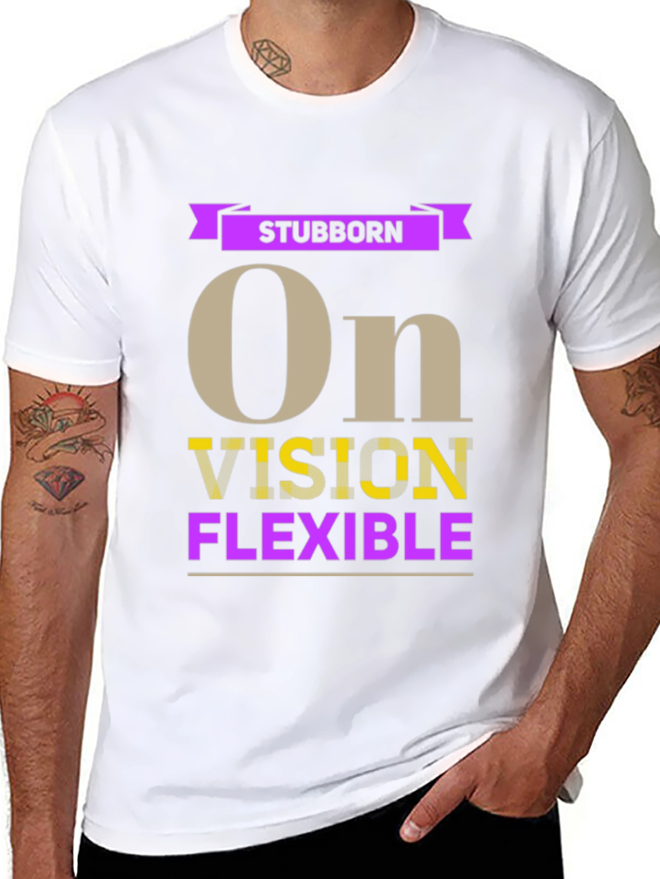 Black Stubborn Vision Flexible Graphic T-Shirt view 8