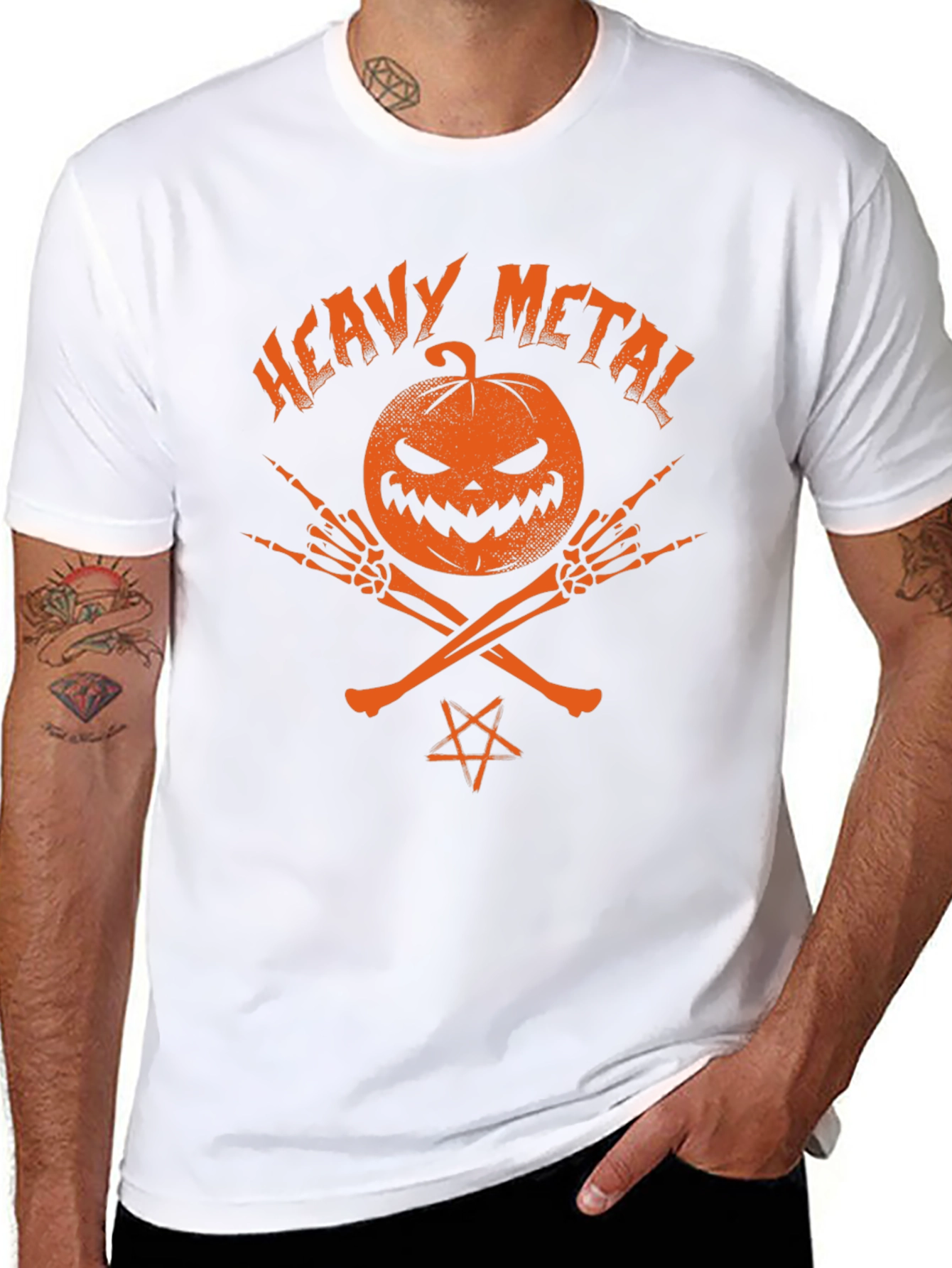 Black Heavy Metal Halloween Pumpkin T-Shirt view 8