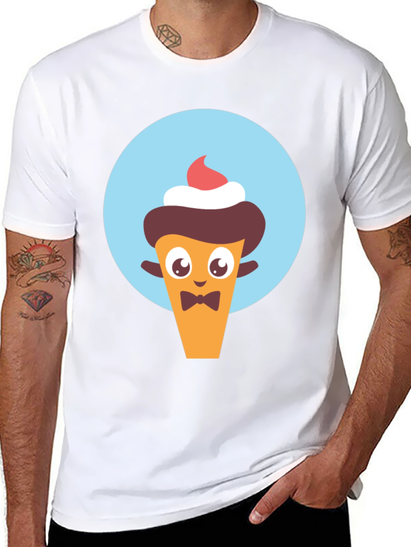 Black Cute Cartoon Dessert Character Graphic Tee view 8