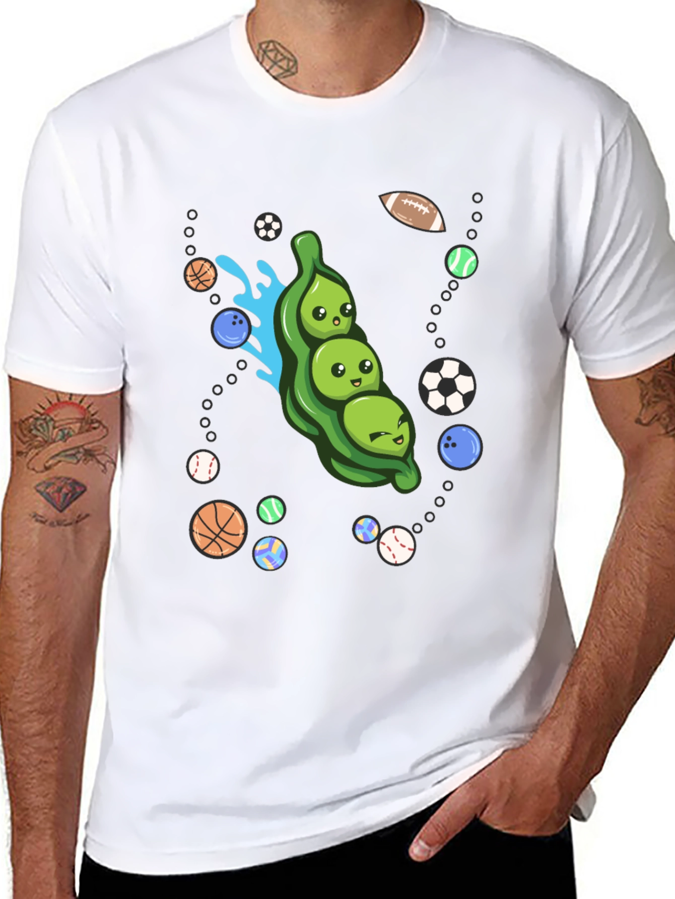 Black Funny Peas in a Pod Sports T-Shirt view 8