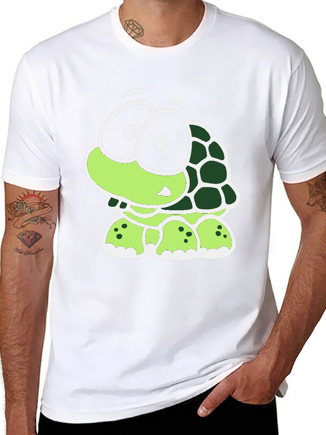 Black Cartoon Turtle Graphic Tee - Black T-Shirt view 8