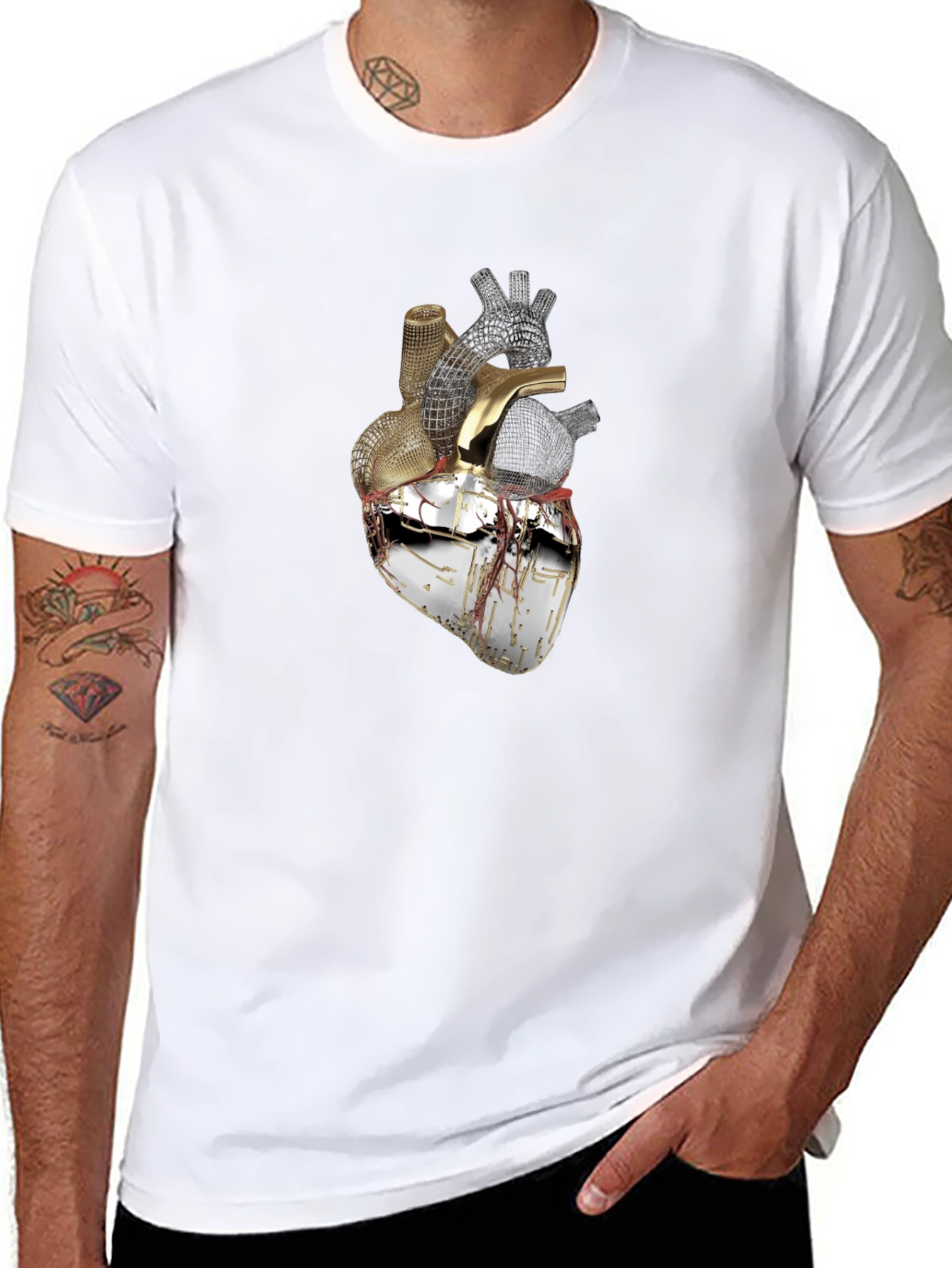 Black Anatomical Heart Graphic Tee - Black view 8