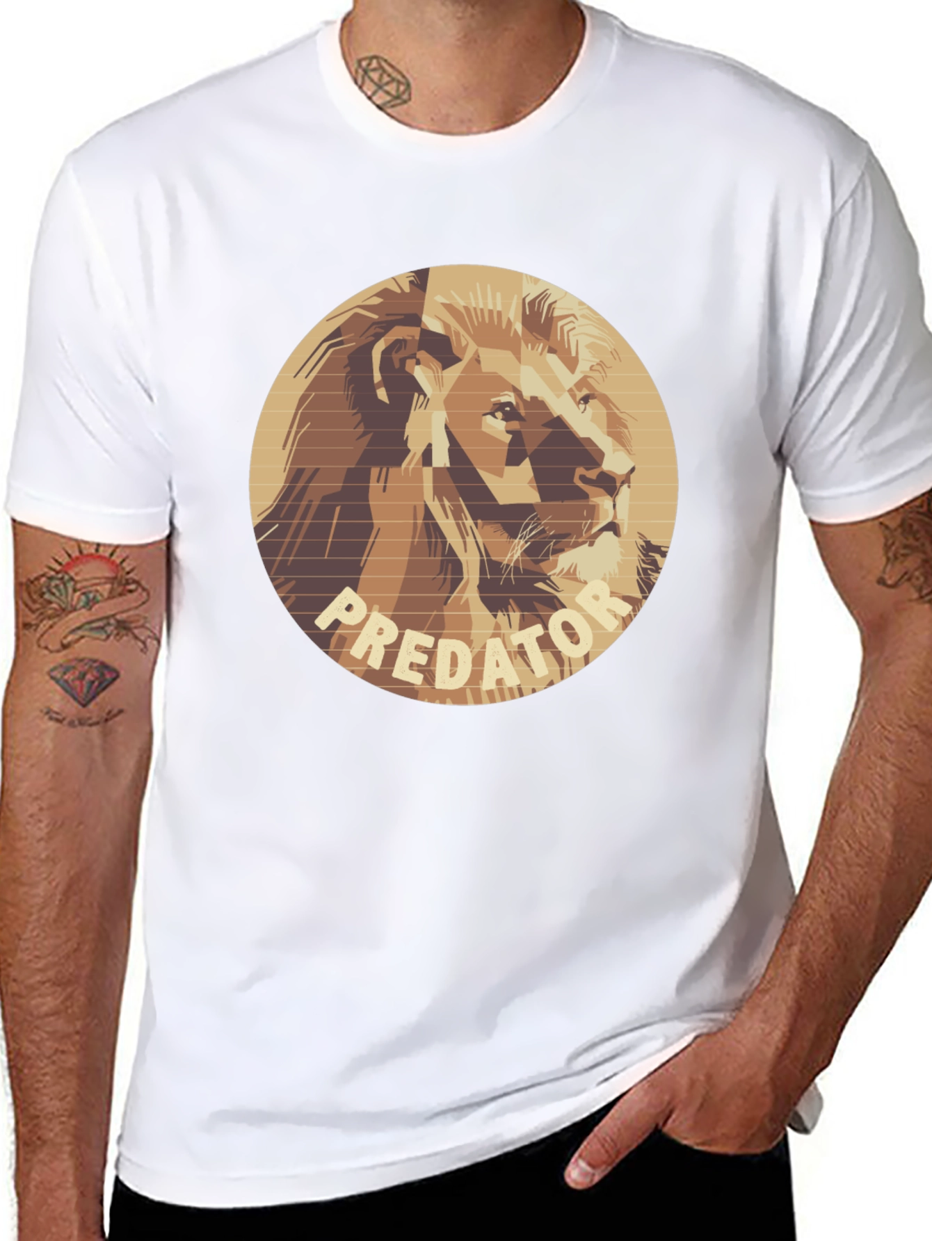 Black Predator Lion Graphic Tee - Unique Design T-Shirt view 8