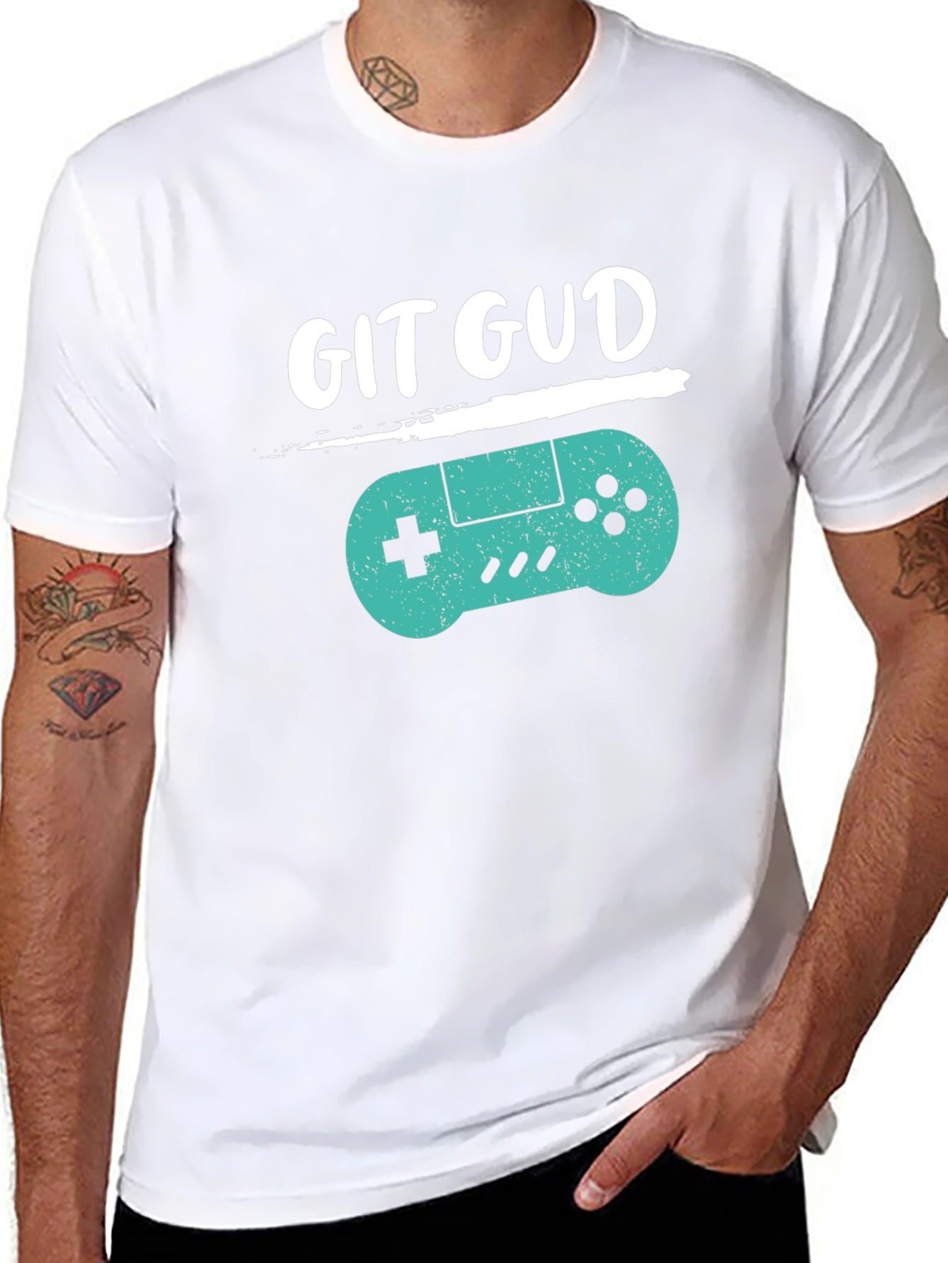 Black Git Gud Gamer T-Shirt - Black Cotton Blend Tee view 8