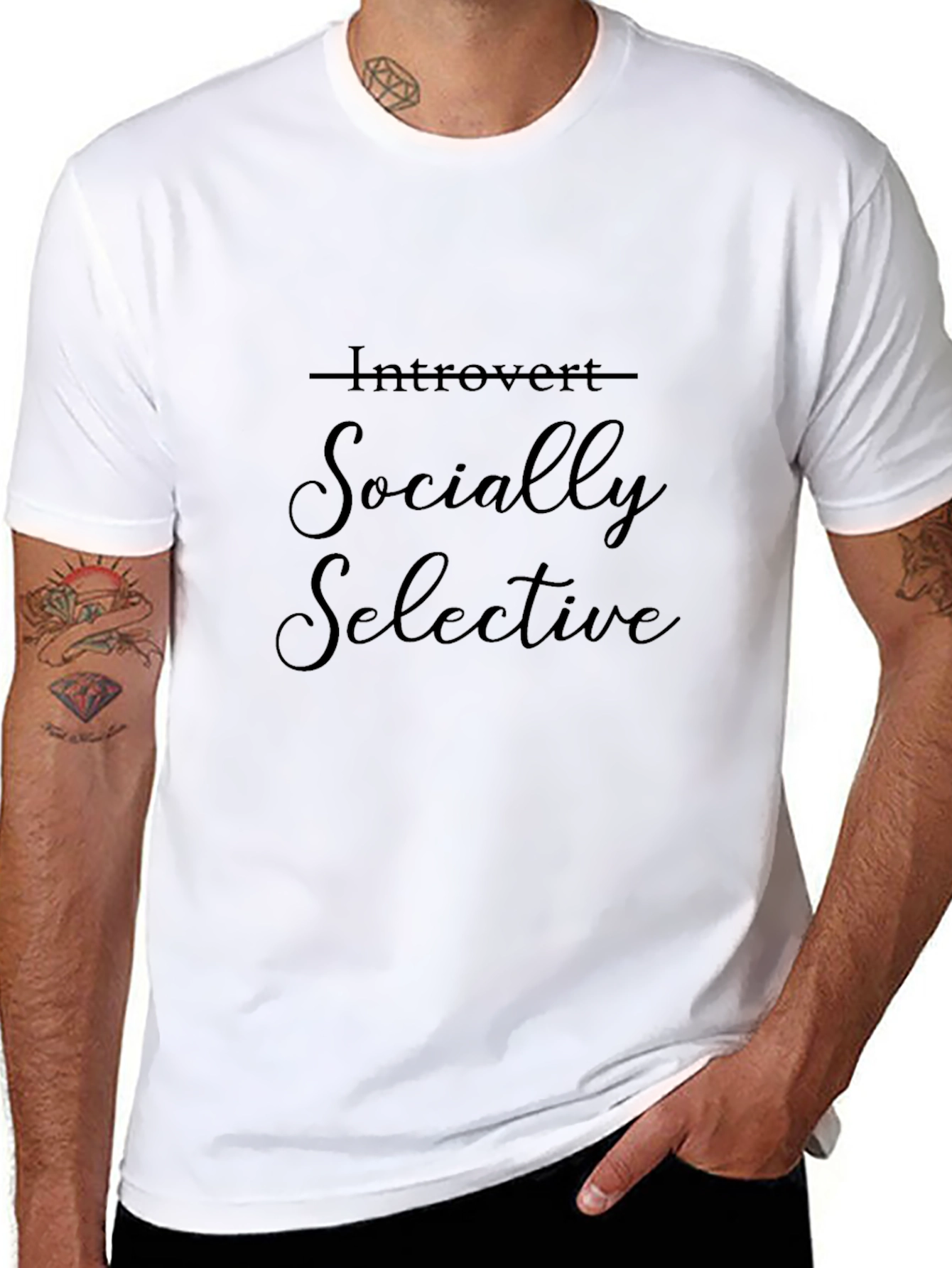 Black Introvert Socially Selective Black T-Shirt view 8