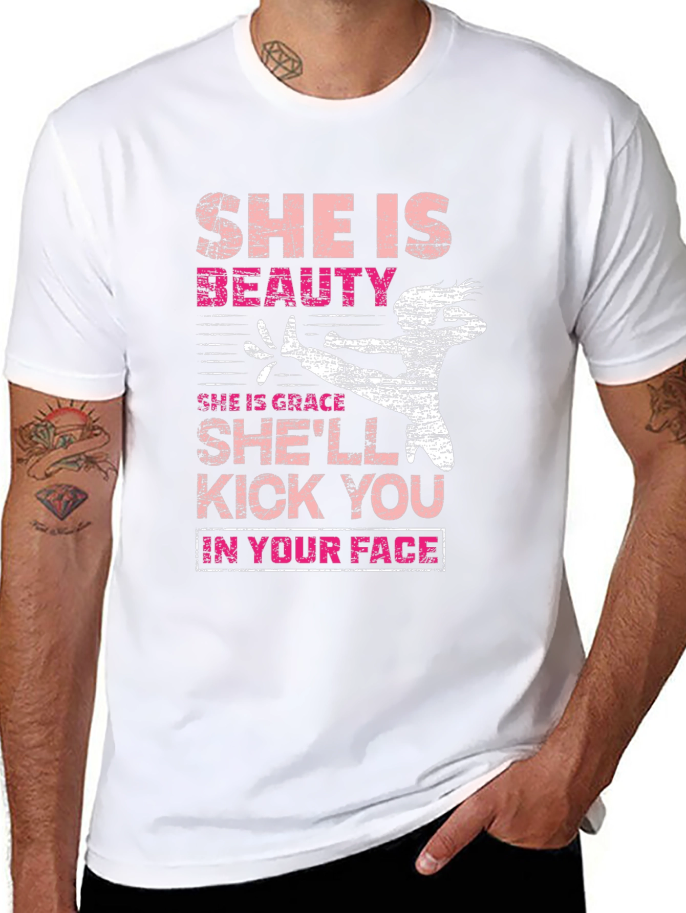 Black She is Beauty T-Shirt Kick You in Your Face view 8
