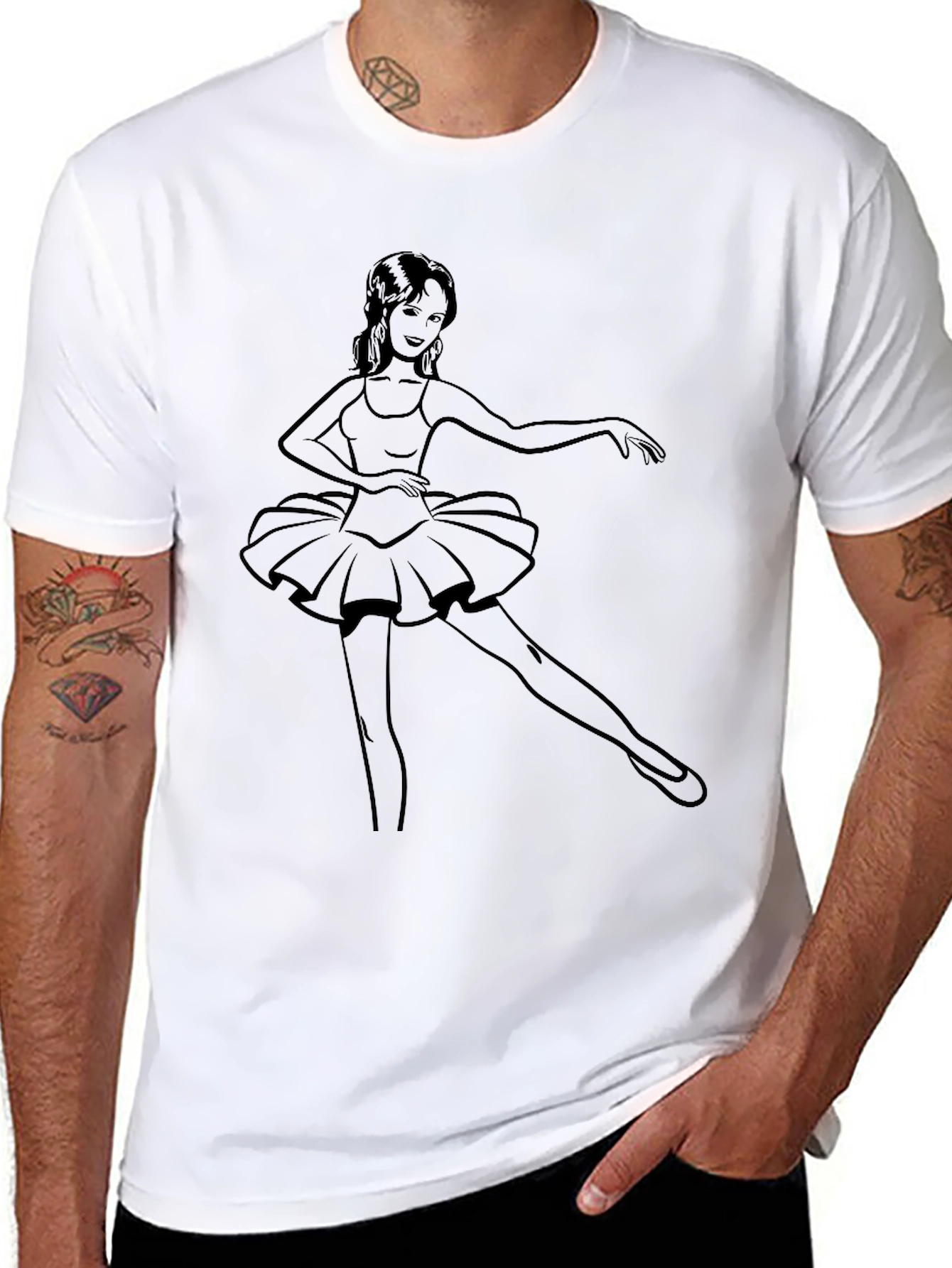 Black Ballerina Graphic Tee - Black Cotton Blend view 8