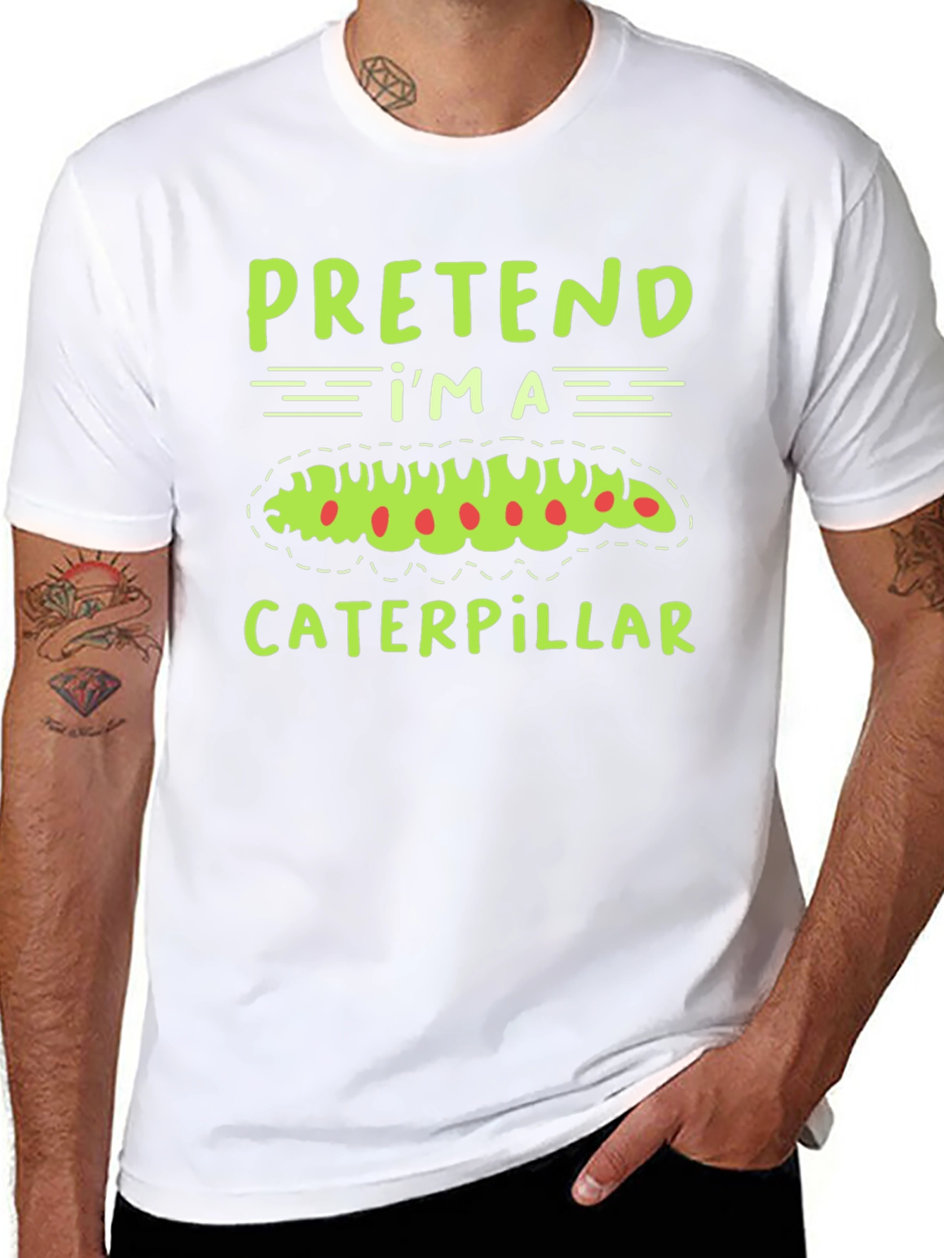 Black Pretend I'm a Caterpillar Funny T-Shirt view 8