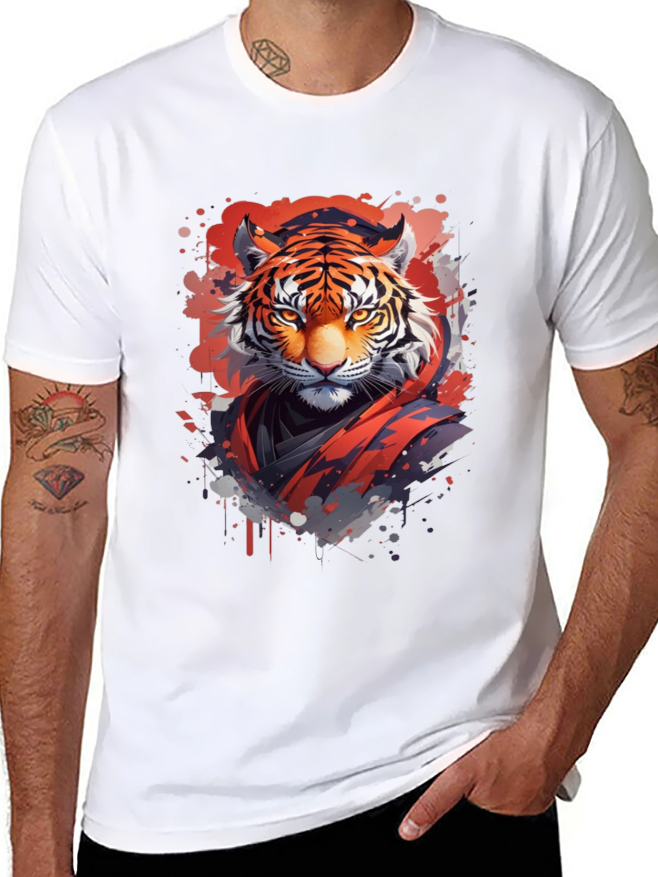 Black Tiger Graphic Print Black T-Shirt view 8