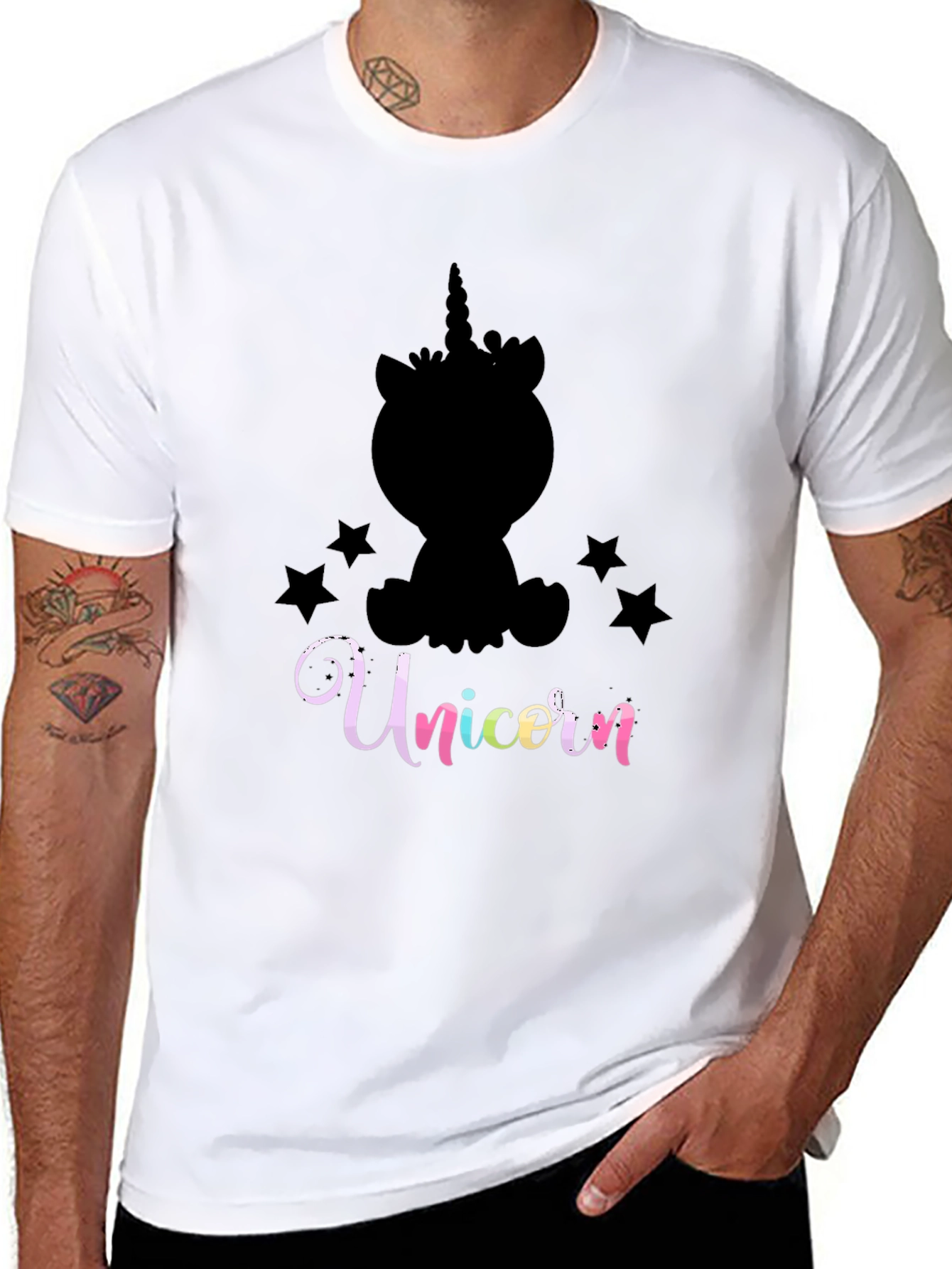 Black Unicorn Graphic Black T-Shirt view 8